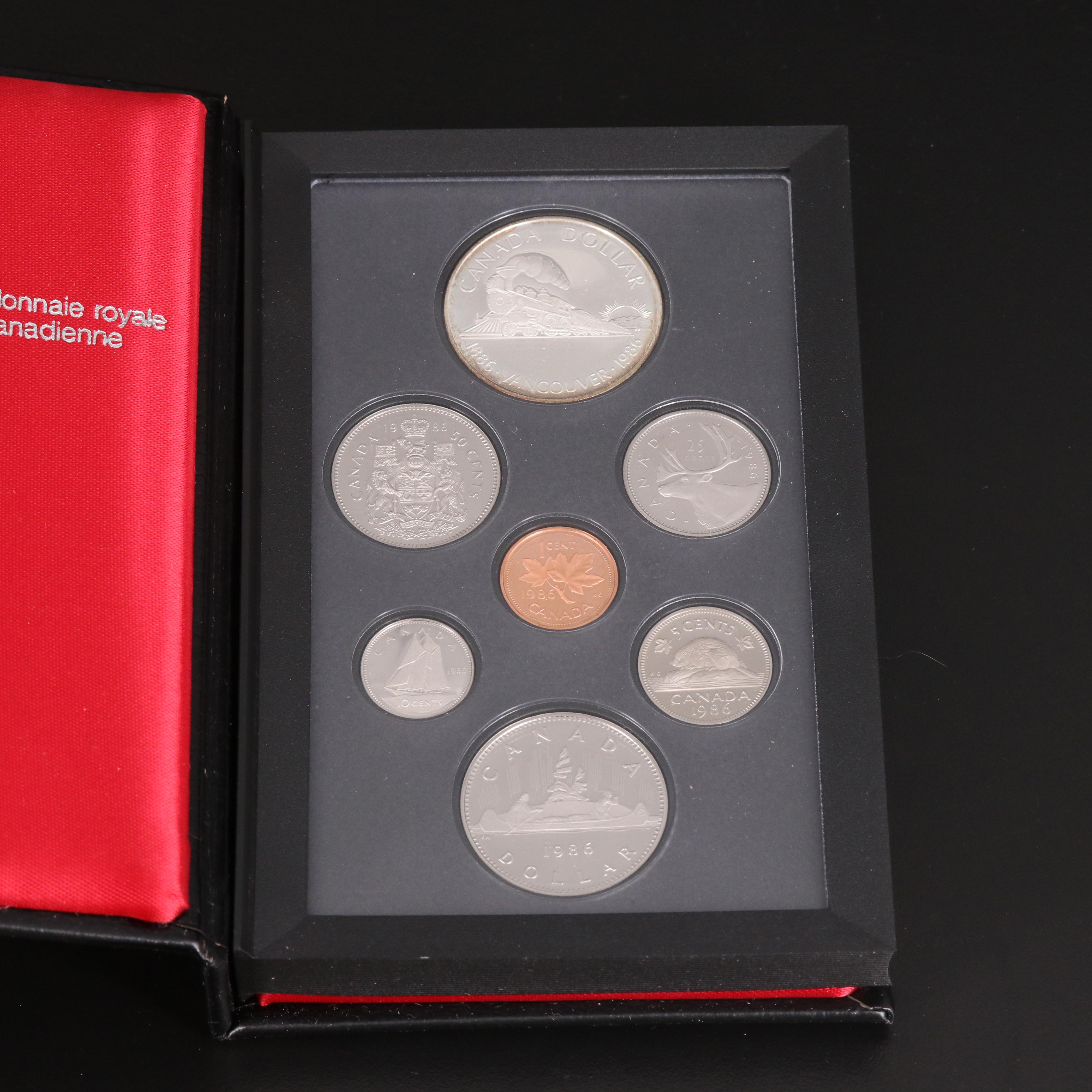 Five Canadian Coin Sets and One British Coin Set