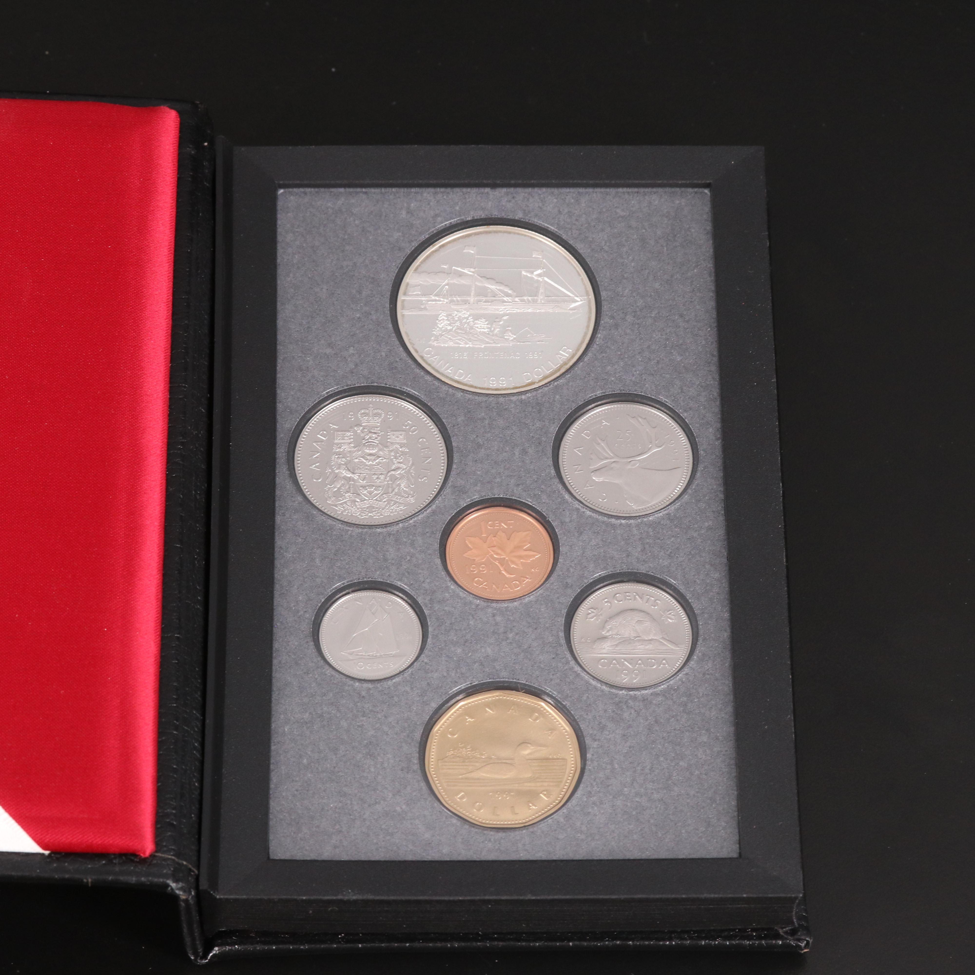 Five Canadian Coin Sets and One British Coin Set