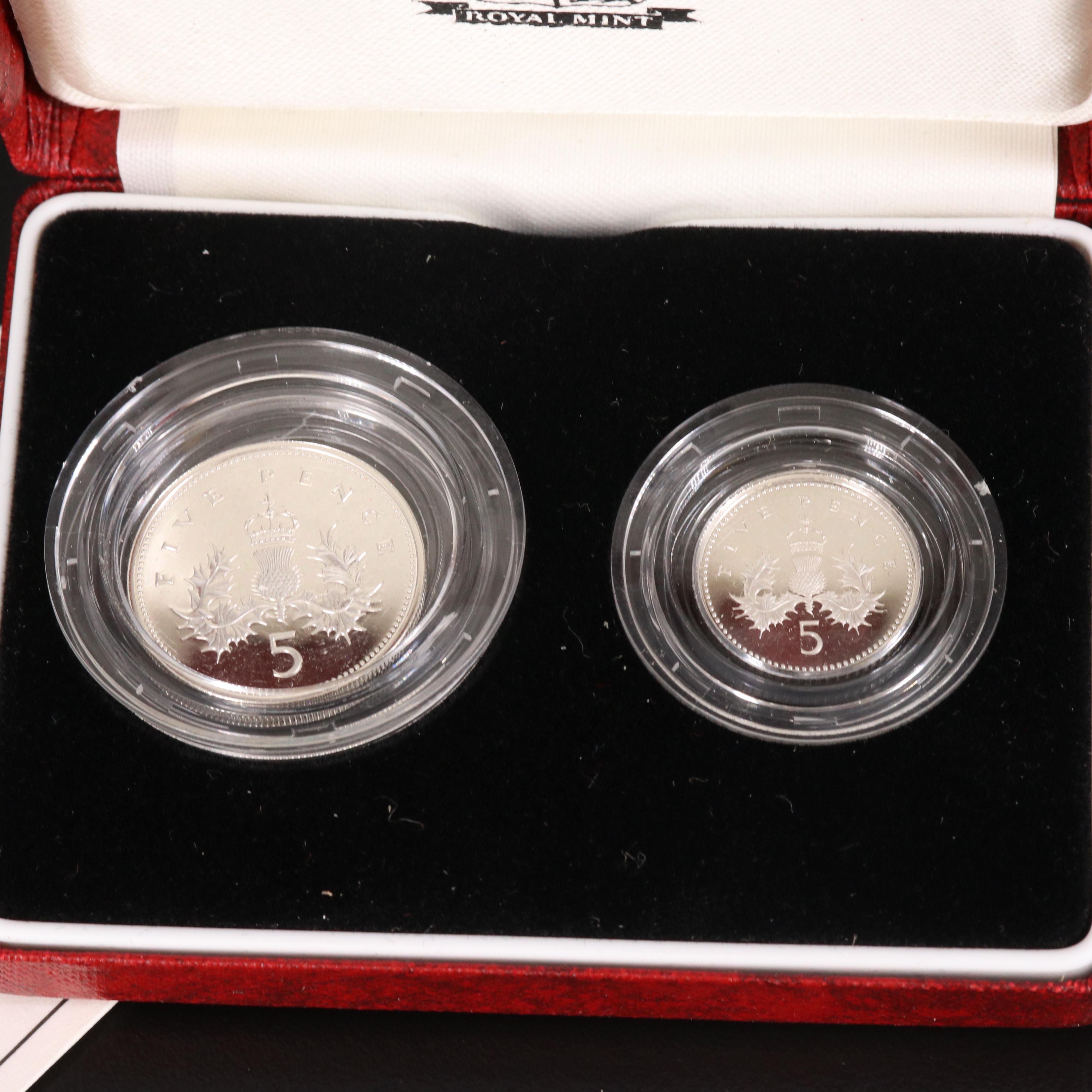 Five Canadian Coin Sets and One British Coin Set