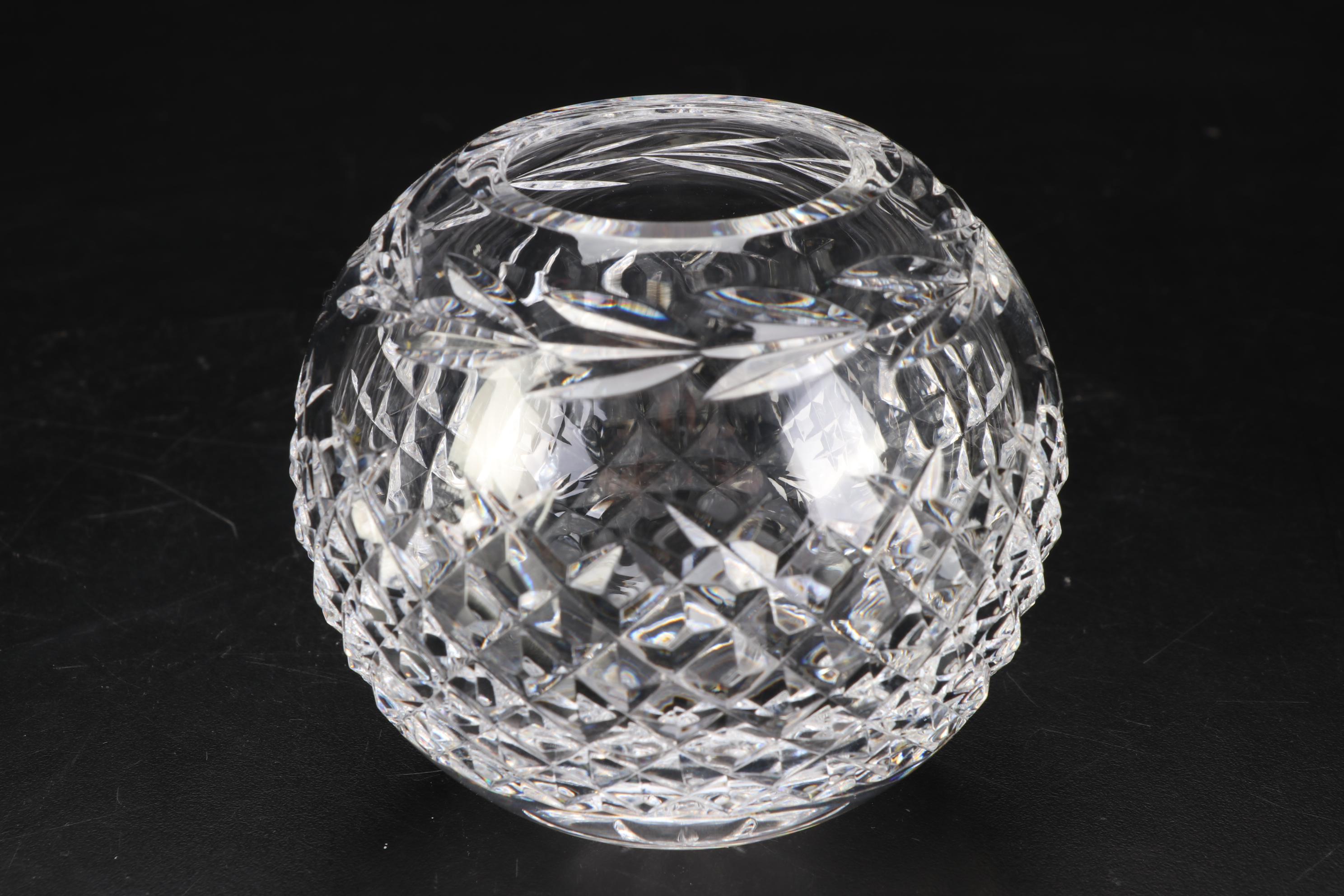 Waterford Crystal "Lismore" Biscuit Barrel with Bud Vases and Rose Bowl