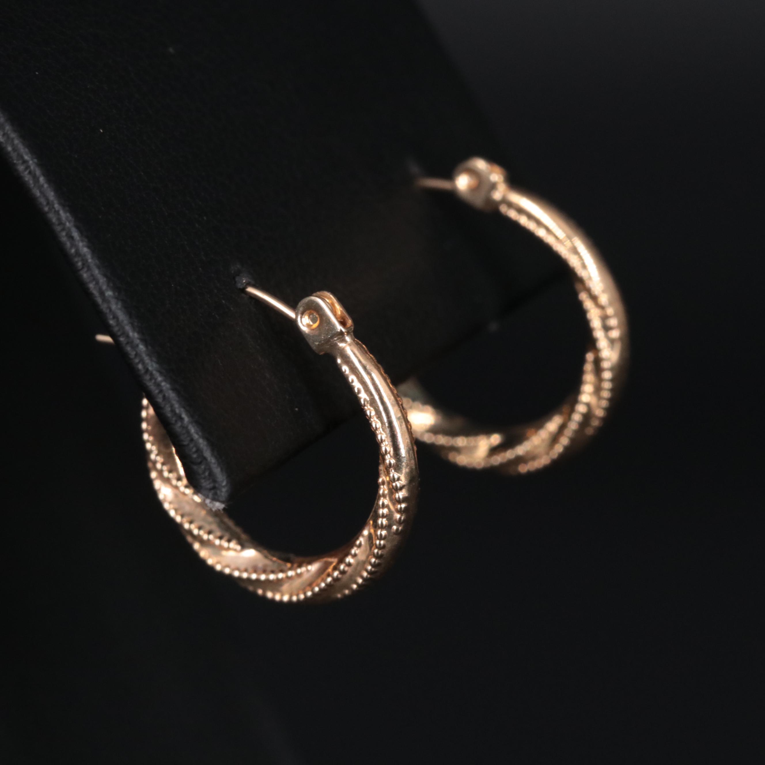 14K Latch Back Hoop Earrings