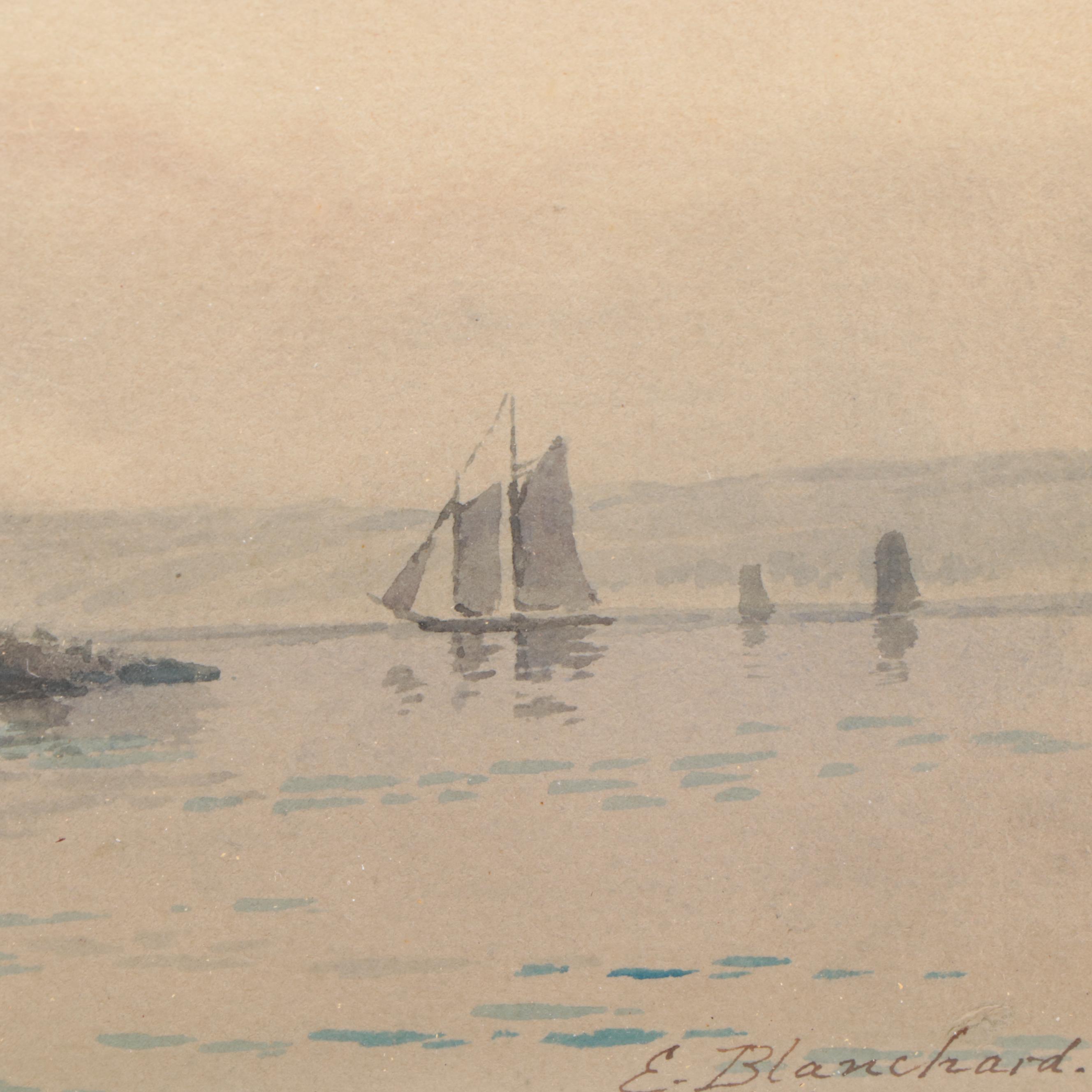 E. Blanchard Nautical Watercolor Painting, Early 20th Century