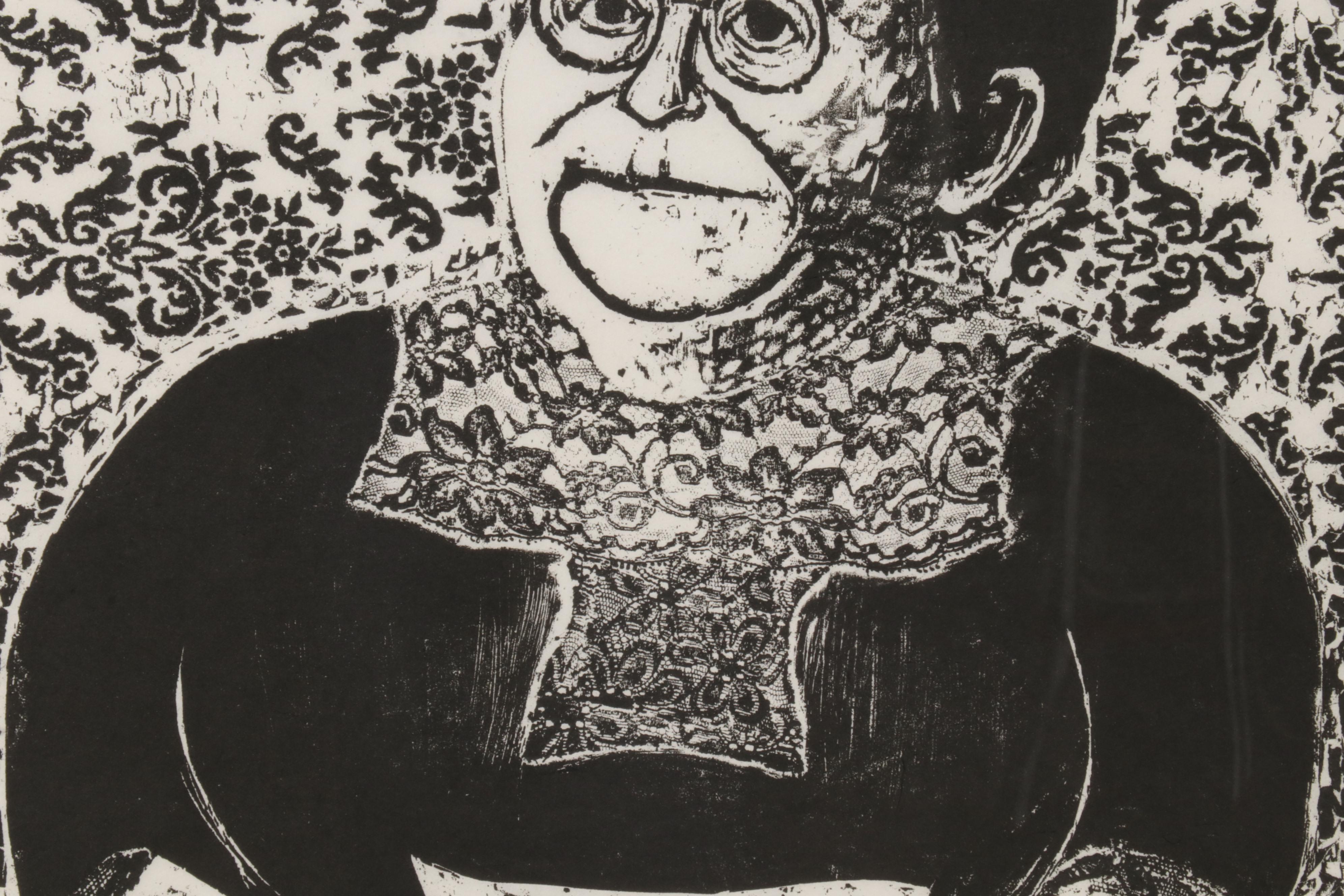 Sidney Chafetz Woodcut "Amy Lived the Almanac," 1968