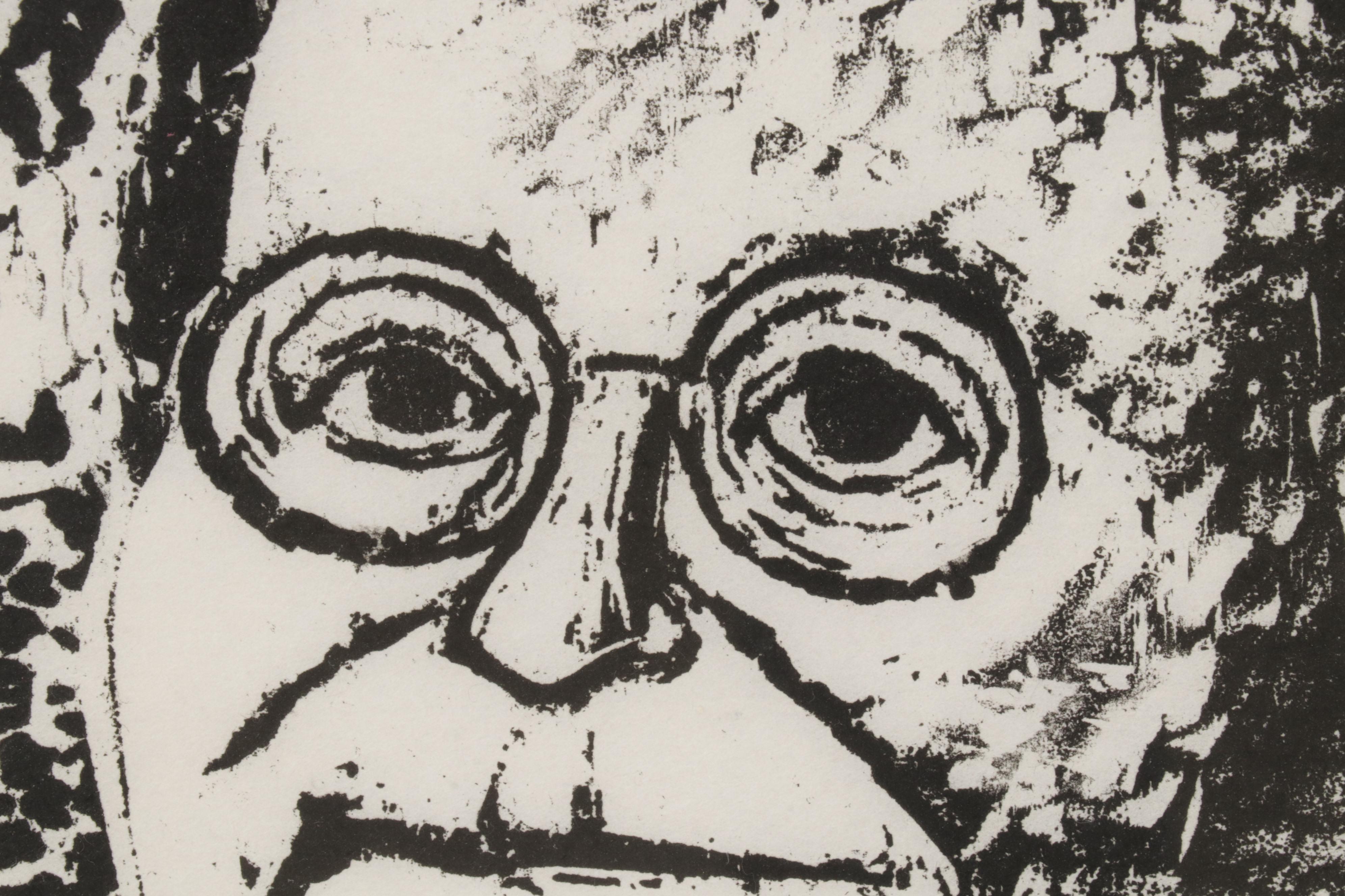 Sidney Chafetz Woodcut "Amy Lived the Almanac," 1968