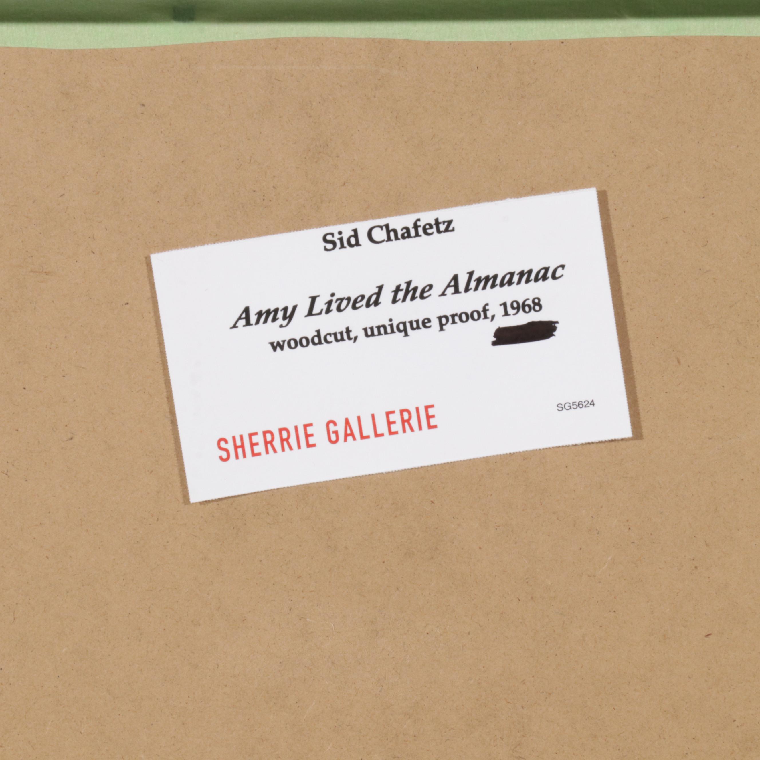 Sidney Chafetz Woodcut "Amy Lived the Almanac," 1968