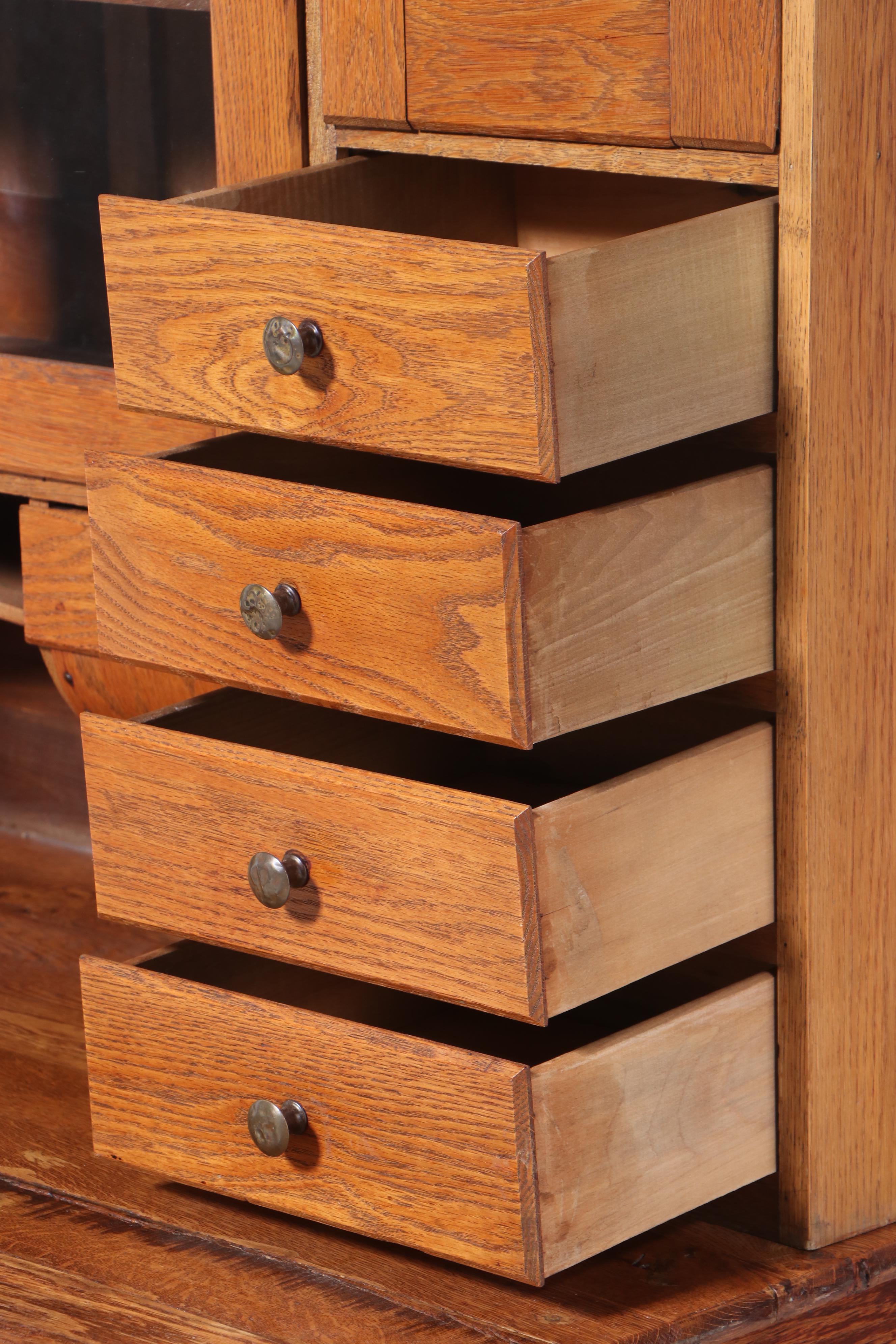 Late Victorian Oak Kitchen Cupboard with Pull-Out Work Surface