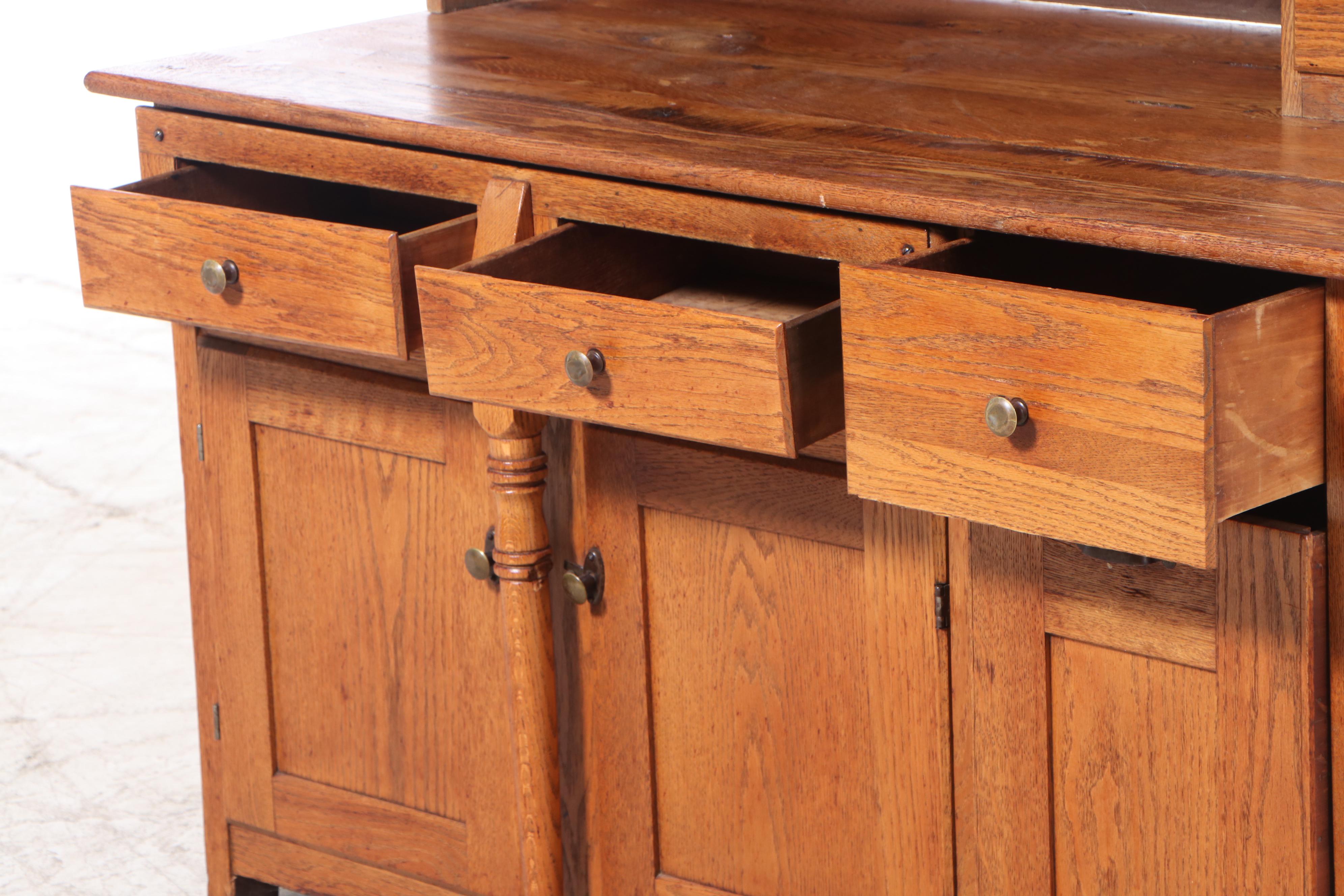 Late Victorian Oak Kitchen Cupboard with PullOut Work Surface EBTH