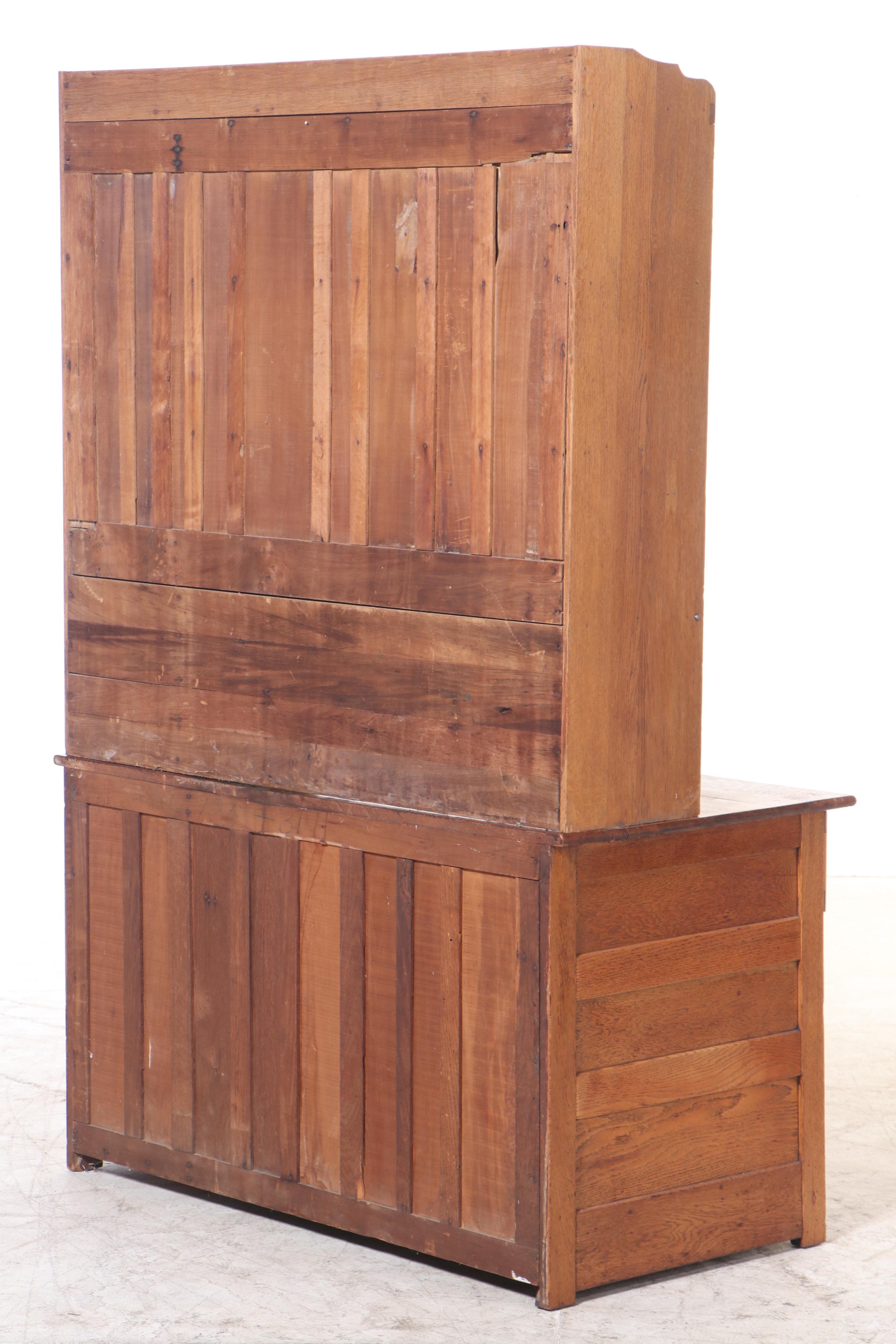 Late Victorian Oak Kitchen Cupboard with Pull-Out Work Surface