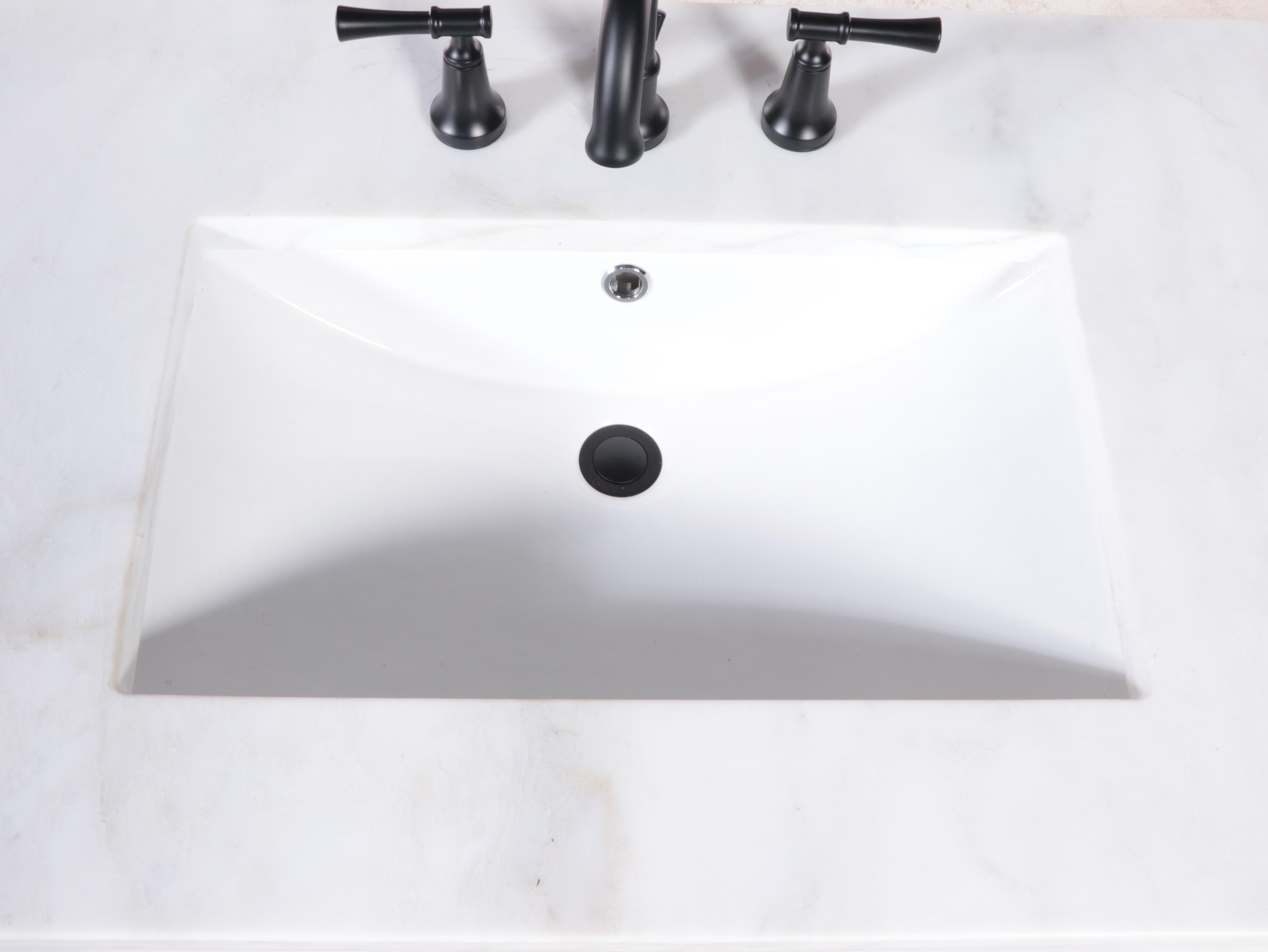 Restoration Hardware Marble Top Bathroom Vanity with Delta "Chamberlain" Faucet