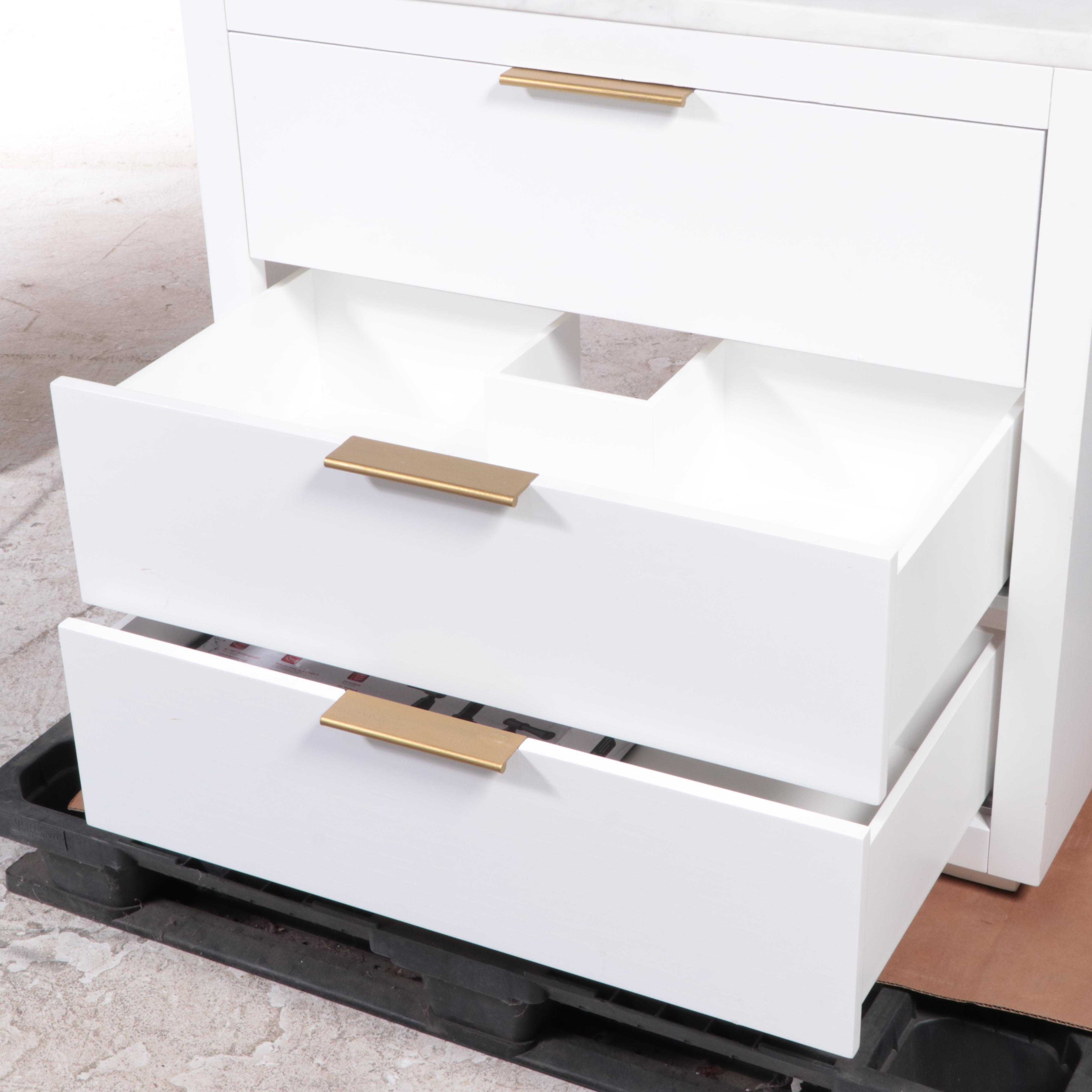 Restoration Hardware Marble Top Bathroom Vanity with Delta "Chamberlain" Faucet