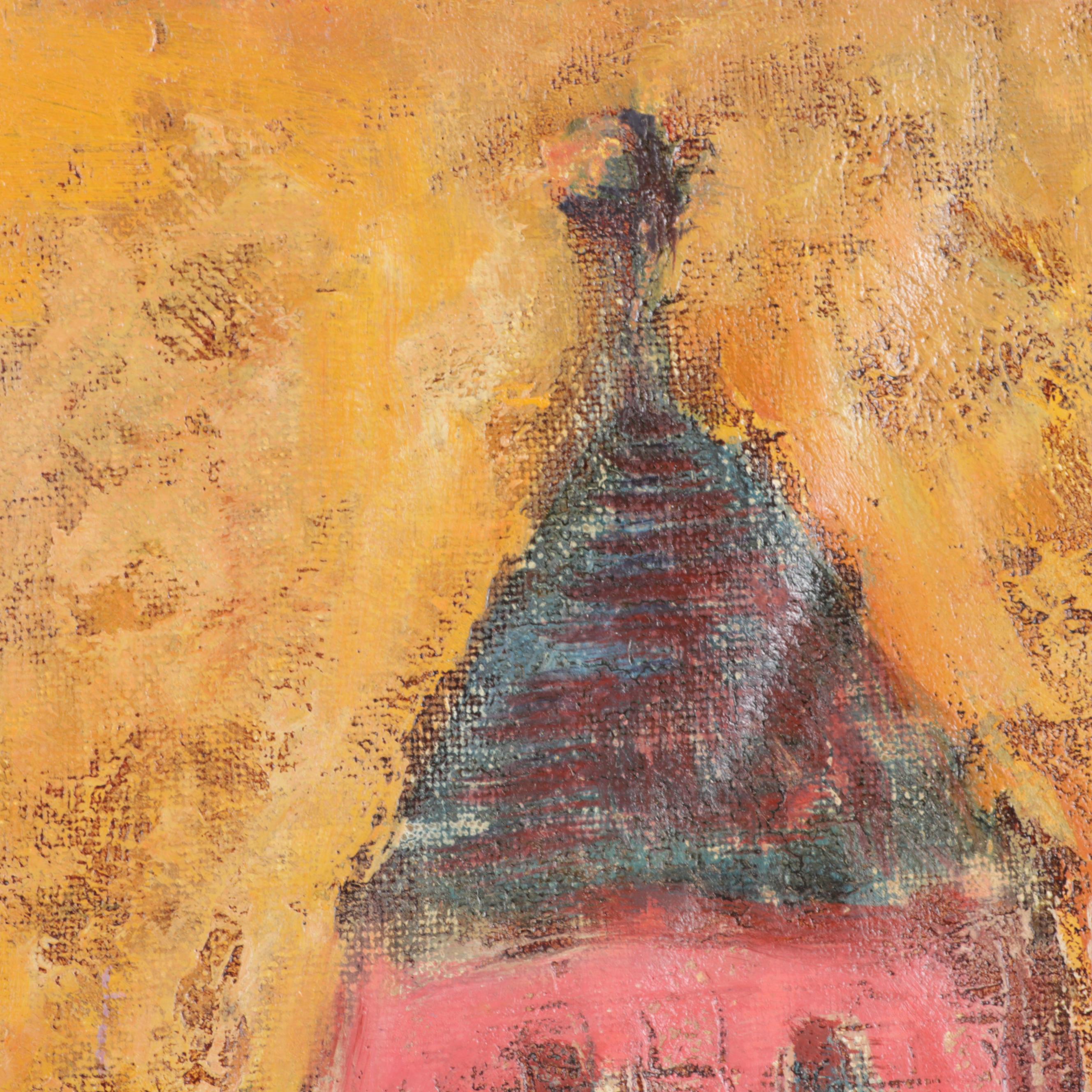 Jean Volang Mixed Media Painting of Church