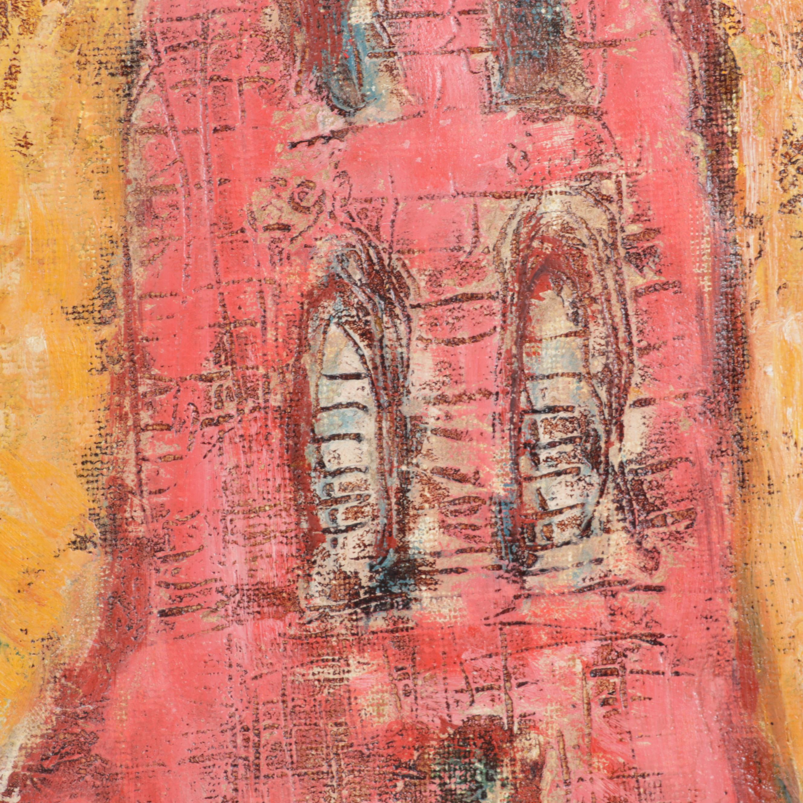 Jean Volang Mixed Media Painting of Church
