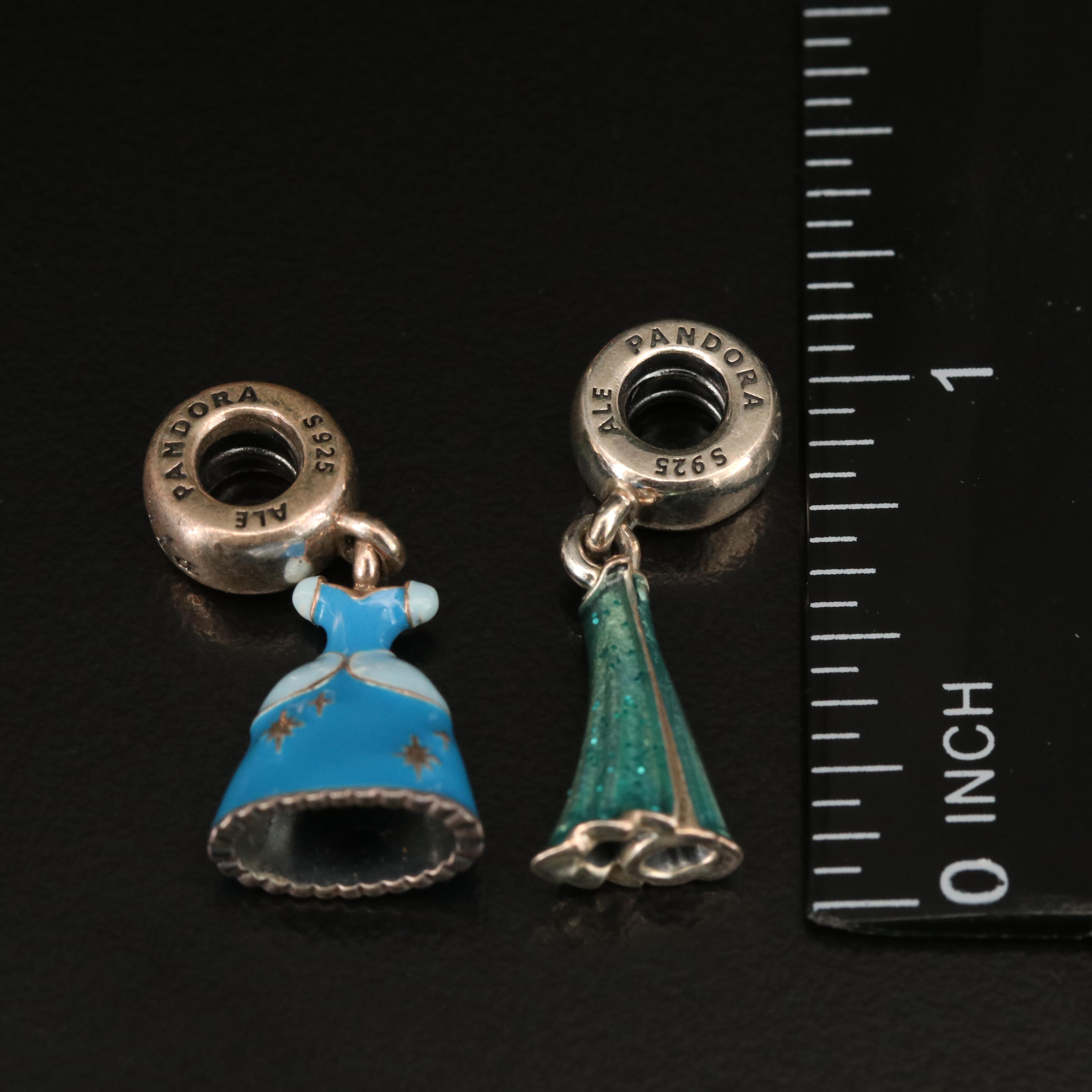 Pandora Sterling Glass, Enamel and Cubic Zirconia Charm Beads