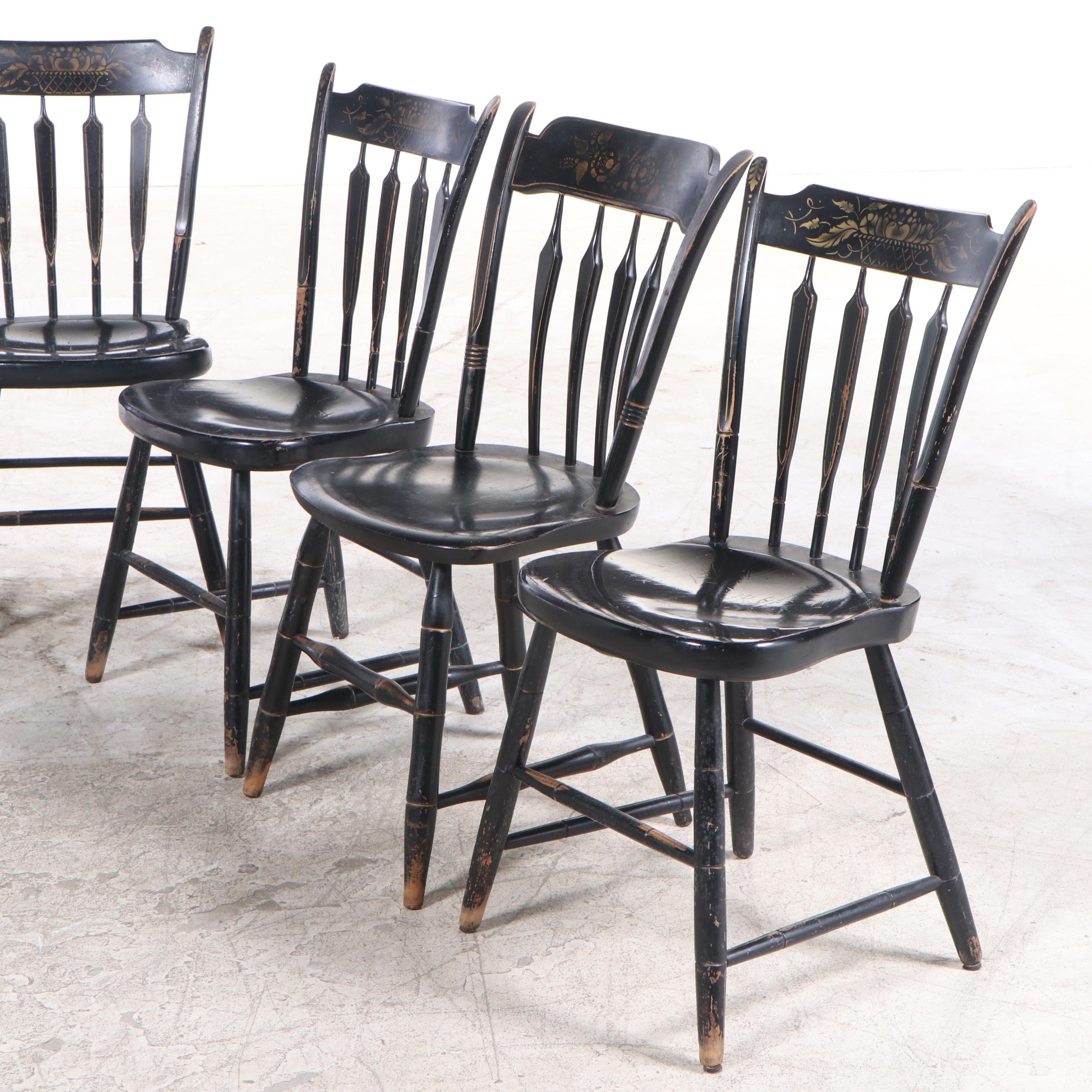 Set of Eight Backus Bros. Cincinnati, Federal Style Stenciled Arrowback Chairs