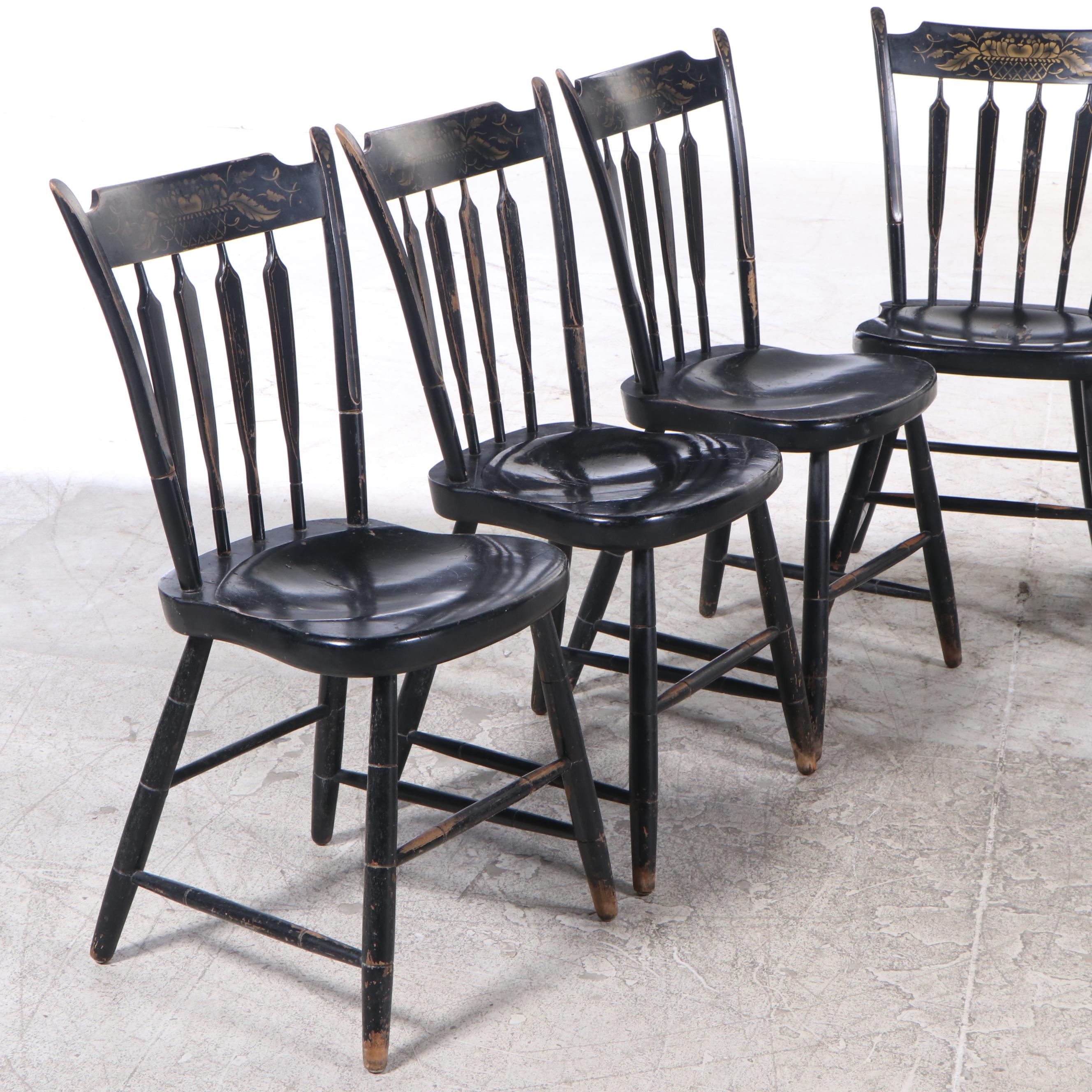 Set of Eight Backus Bros. Cincinnati, Federal Style Stenciled Arrowback Chairs