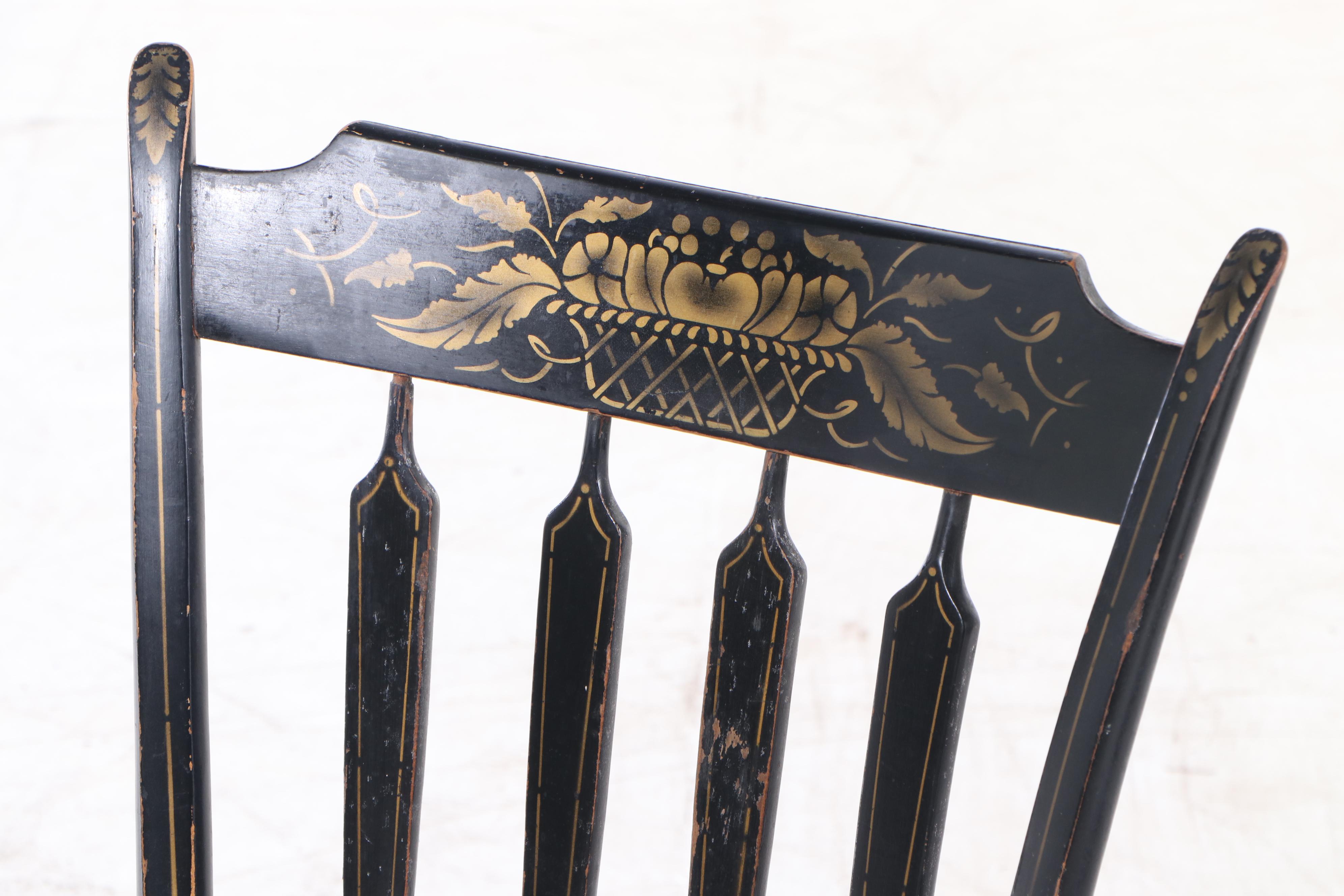 Set of Eight Backus Bros. Cincinnati, Federal Style Stenciled Arrowback Chairs