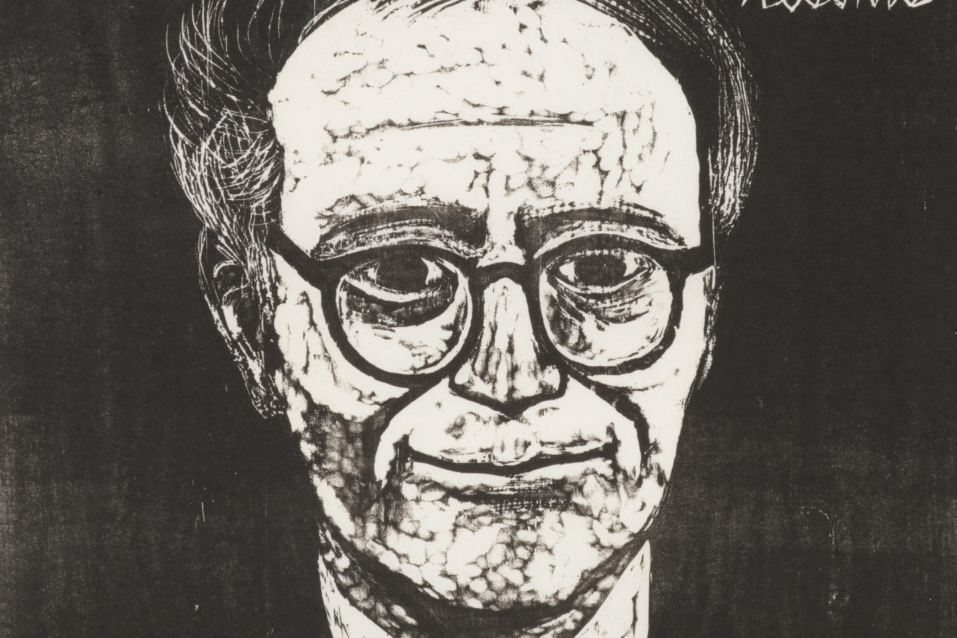 Sidney Chafetz Woodcut "Robert Lowell," 1967