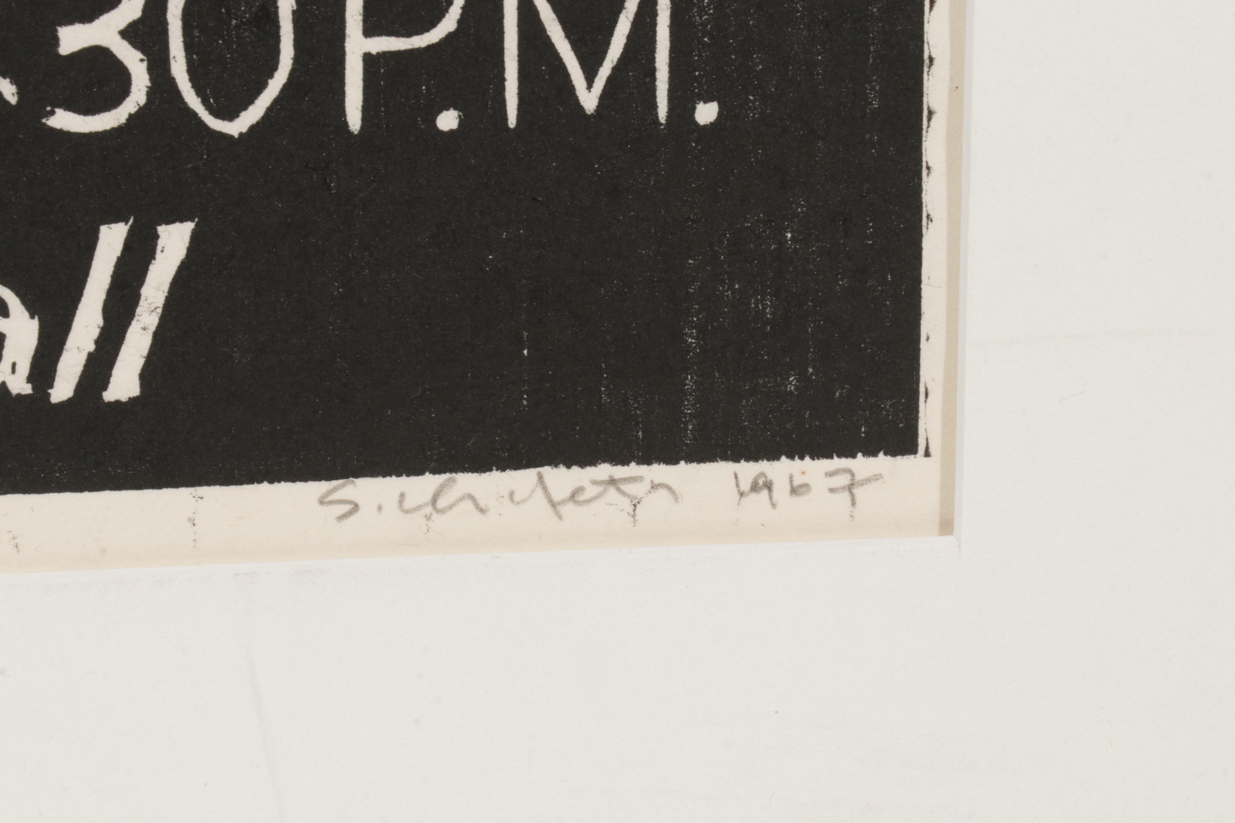 Sidney Chafetz Woodcut "Robert Lowell," 1967