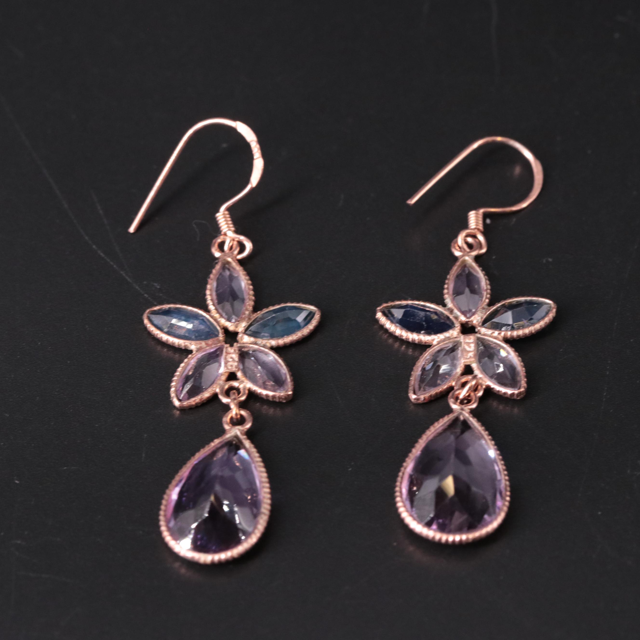 Sterling Silver Gemstone Drop Earrings