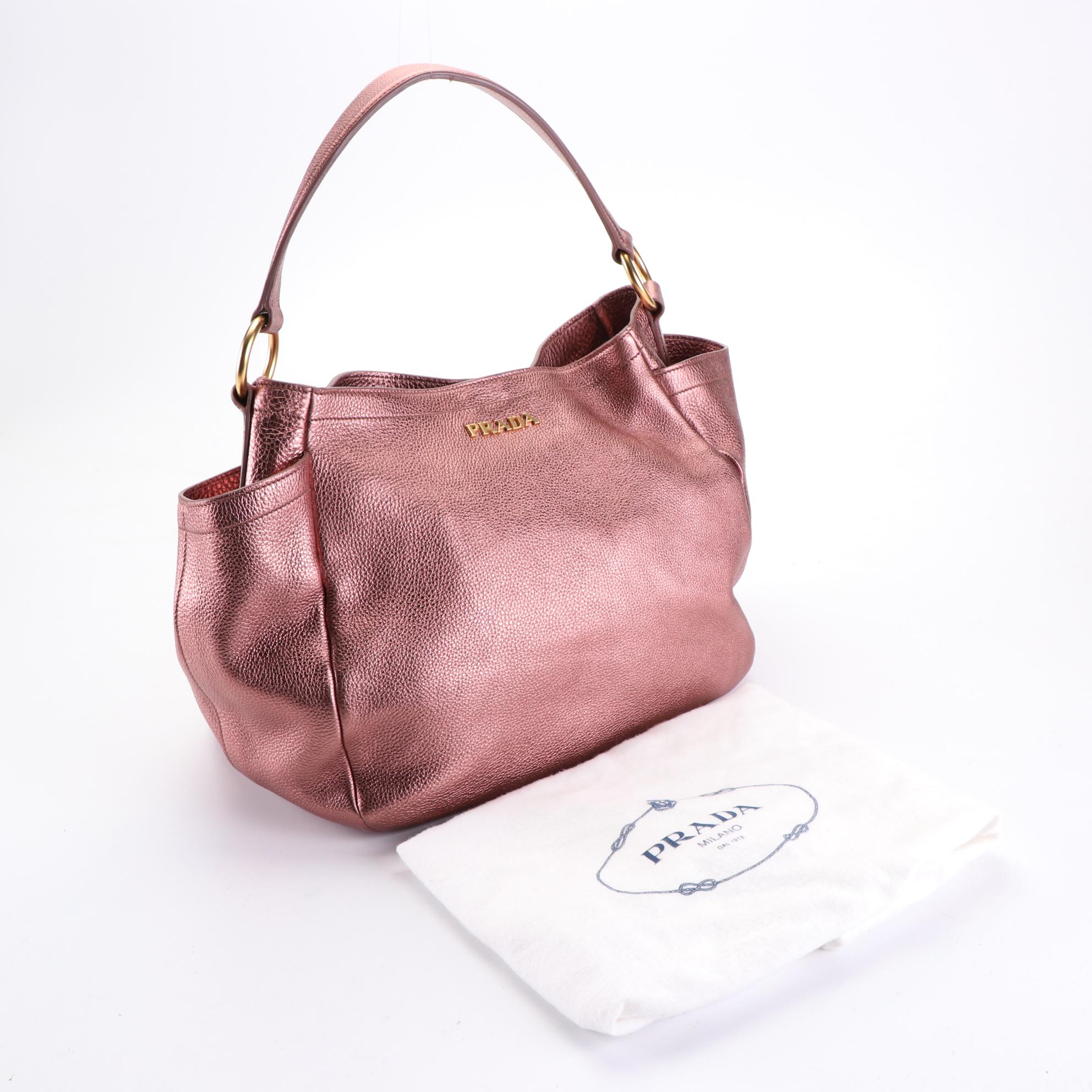 Prada Medium Shoulder Bag in Metallic Deerskin Leather