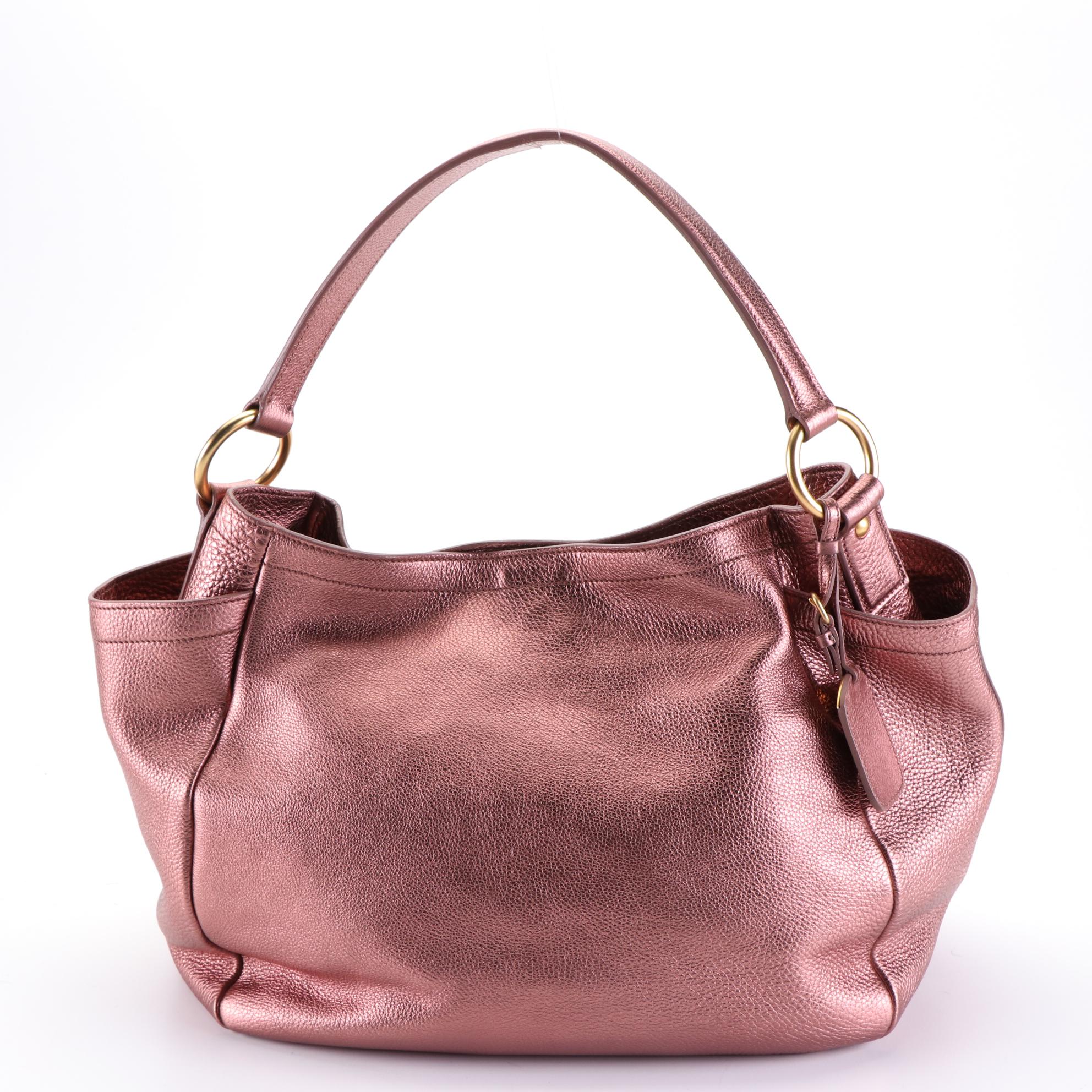 Prada Medium Shoulder Bag in Metallic Deerskin Leather
