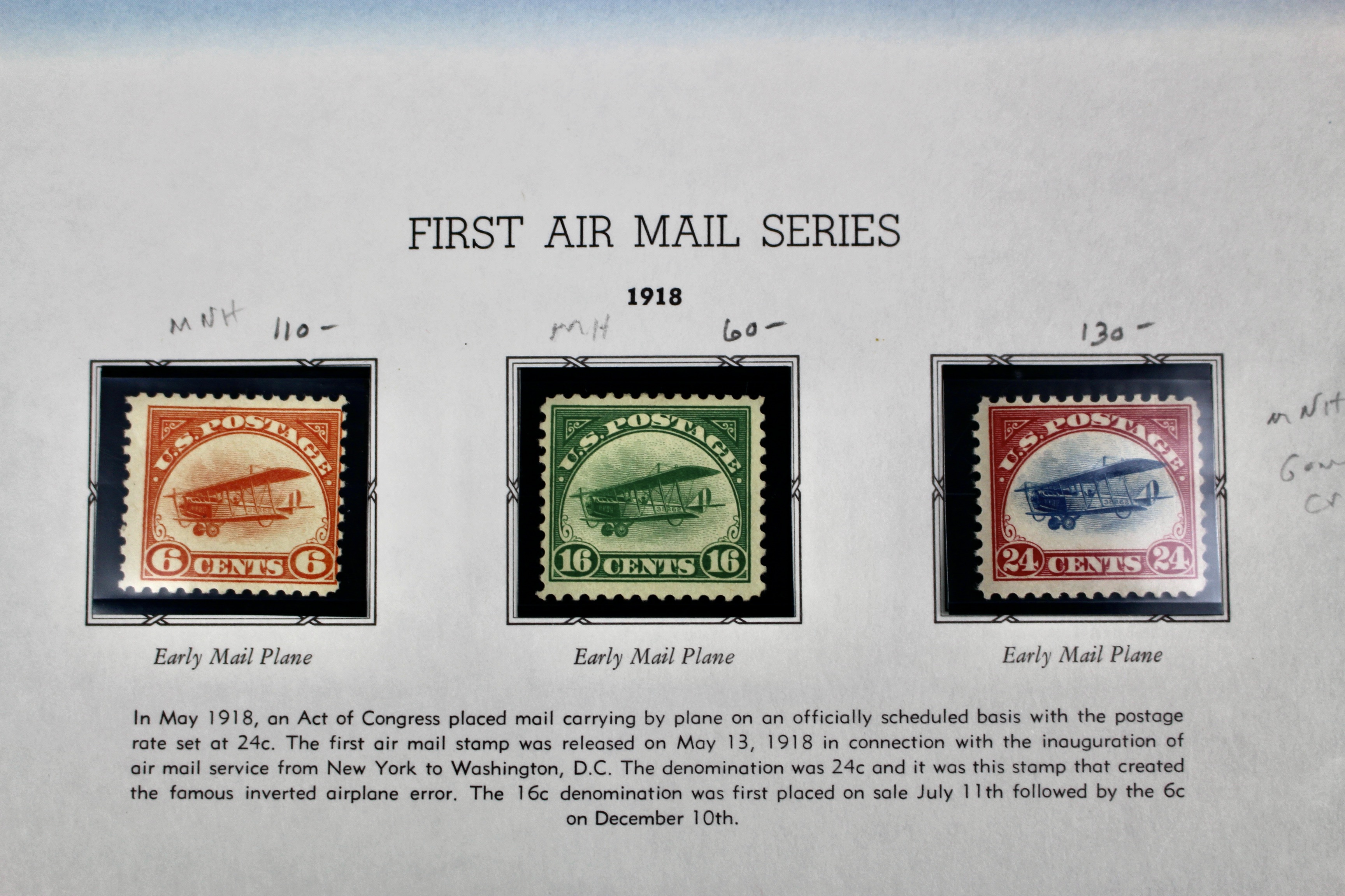 U.S. Airmail Stamp Collection Including Scott #'s C1-C6