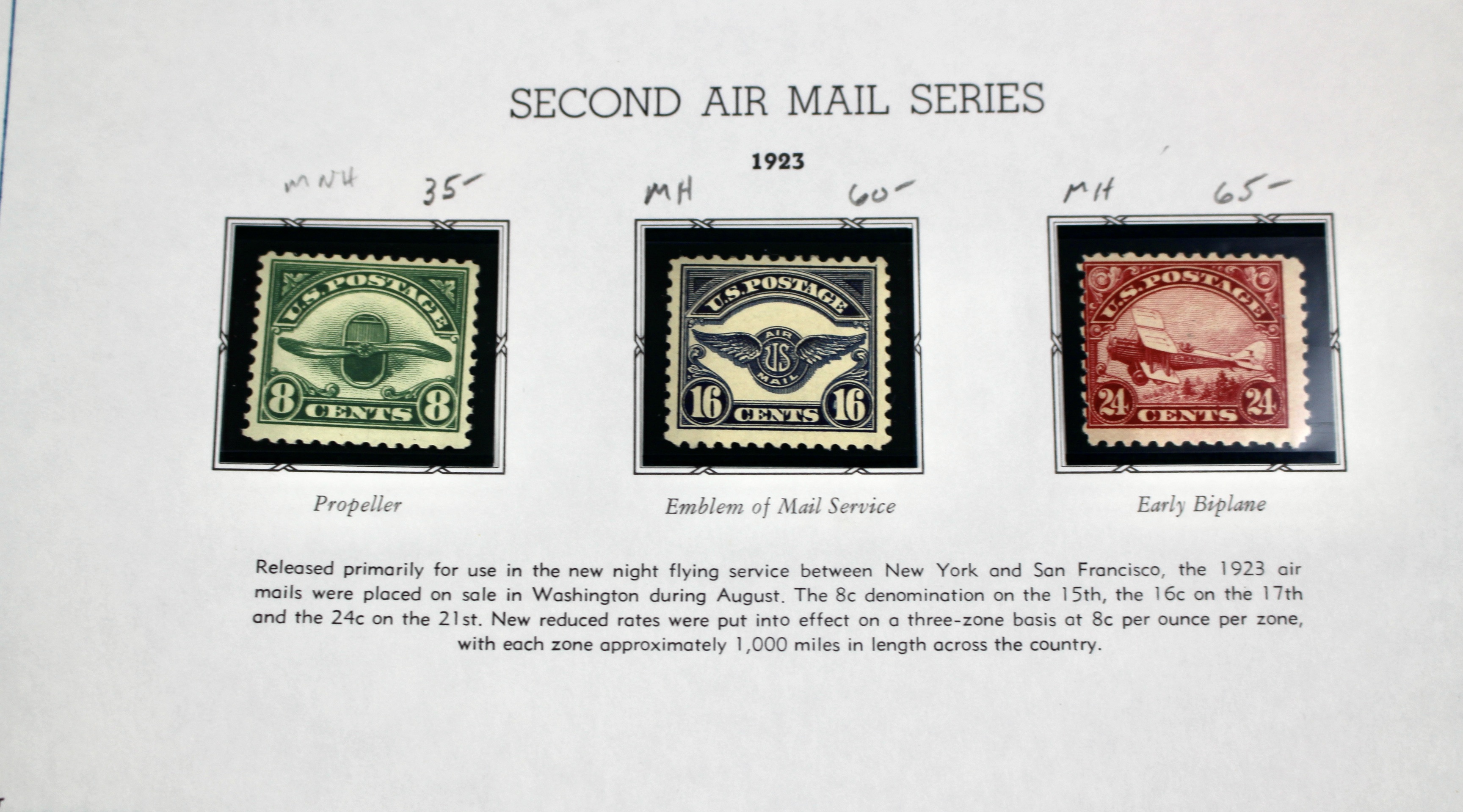 U.S. Airmail Stamp Collection Including Scott #'s C1-C6