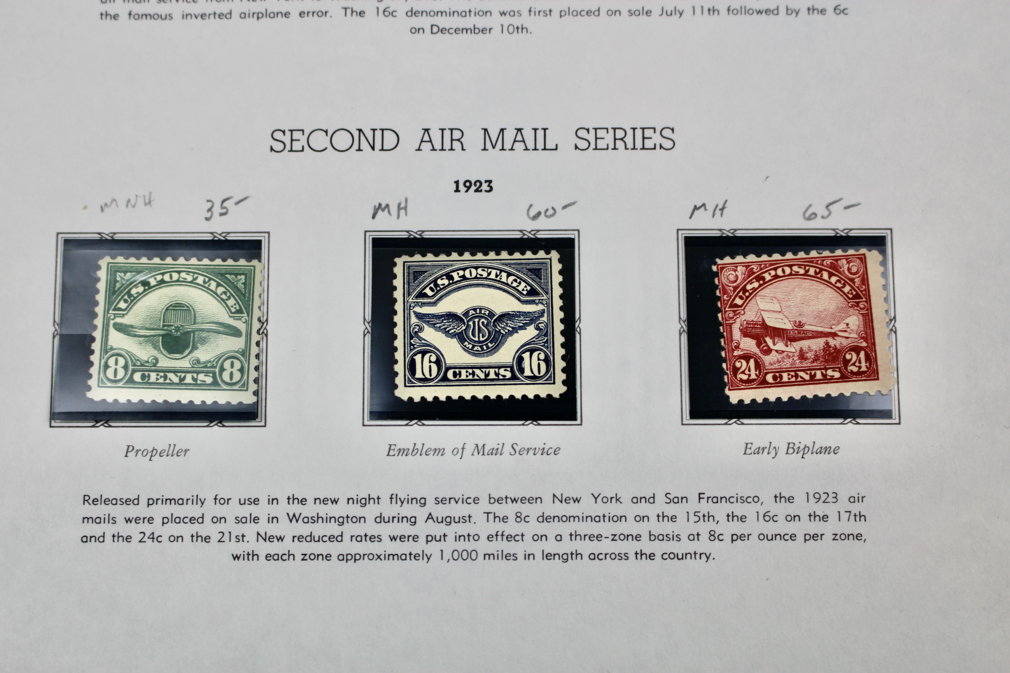 U.S. Airmail Stamp Collection Including Scott #'s C1-C6