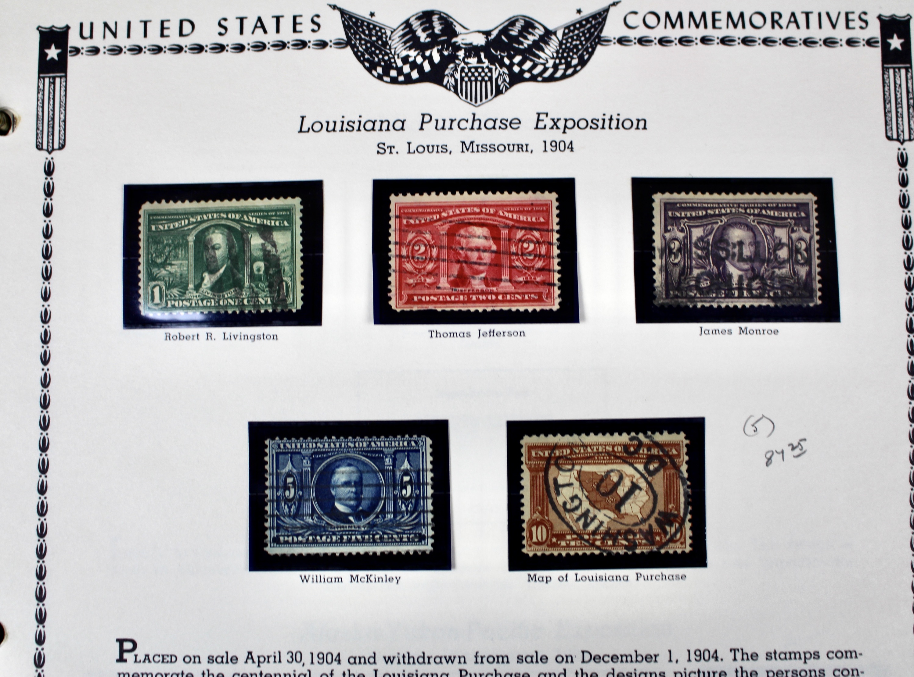 U.S. Commemorative Stamp Collection Including Stamps from 1893-1959