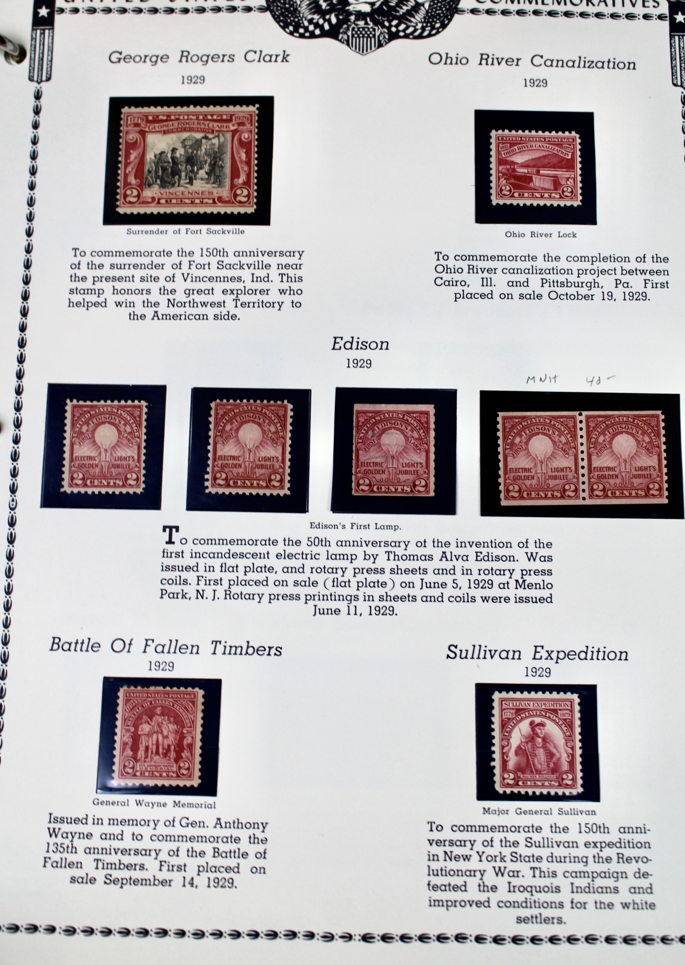 U.S. Commemorative Stamp Collection Including Stamps from 1893-1959