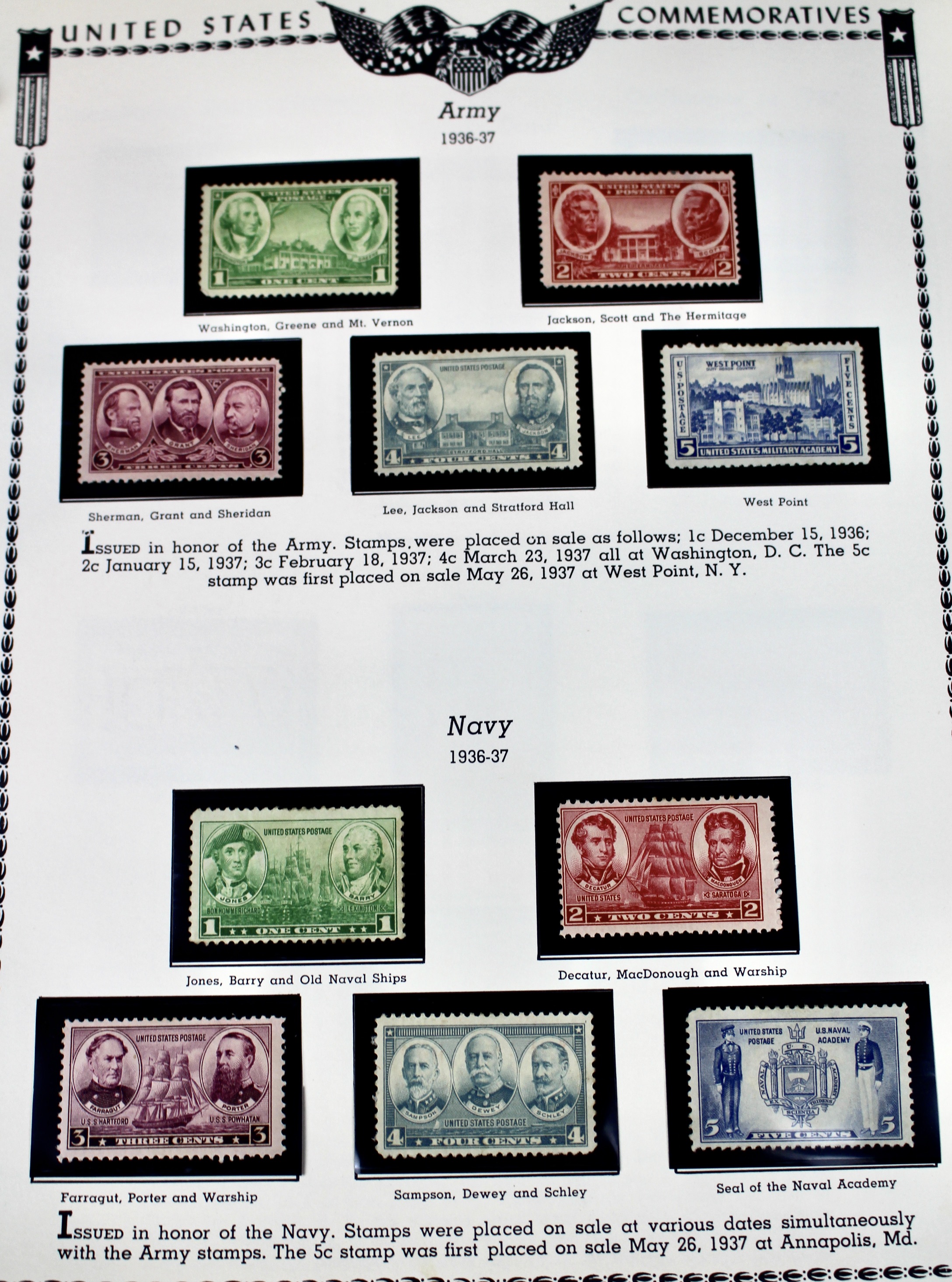 U.S. Commemorative Stamp Collection Including Stamps from 1893-1959