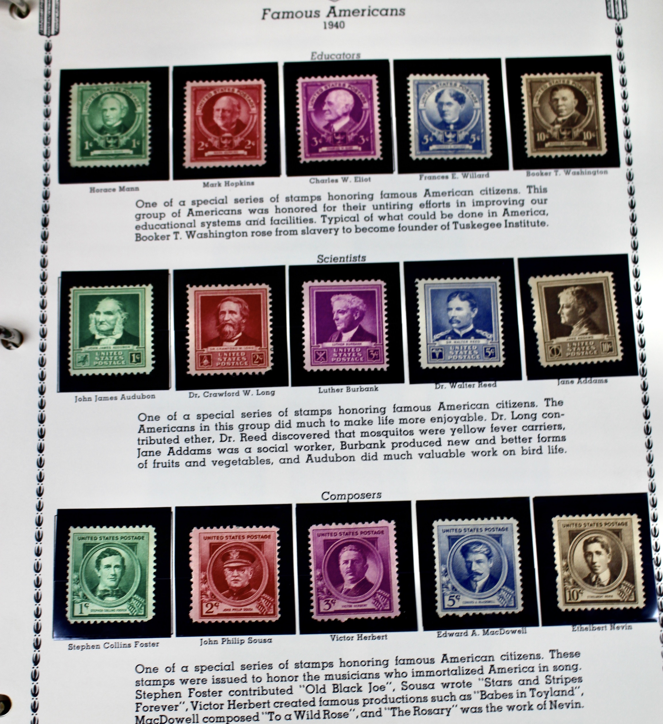 U.S. Commemorative Stamp Collection Including Stamps from 1893-1959