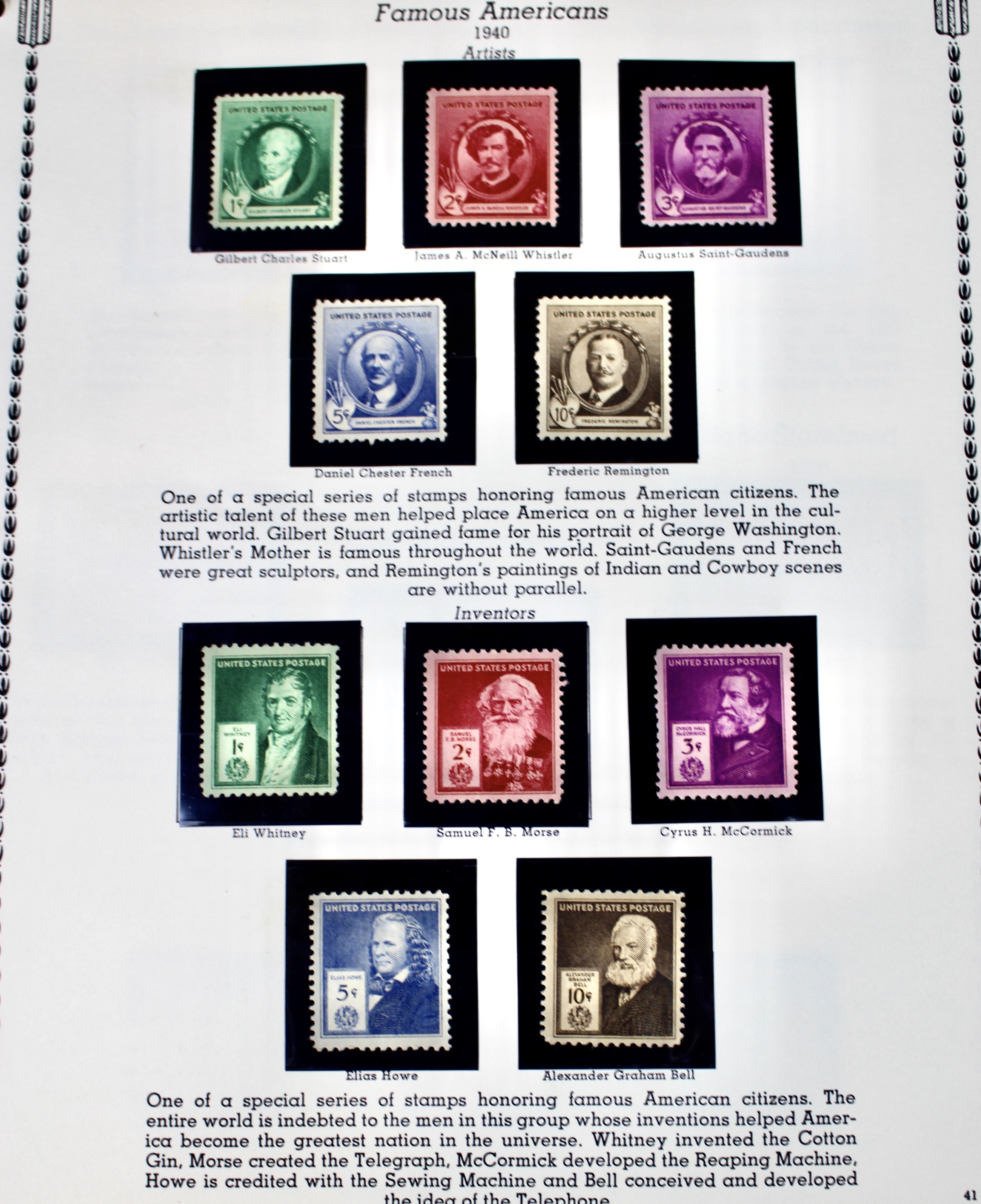 U.S. Commemorative Stamp Collection Including Stamps from 1893-1959