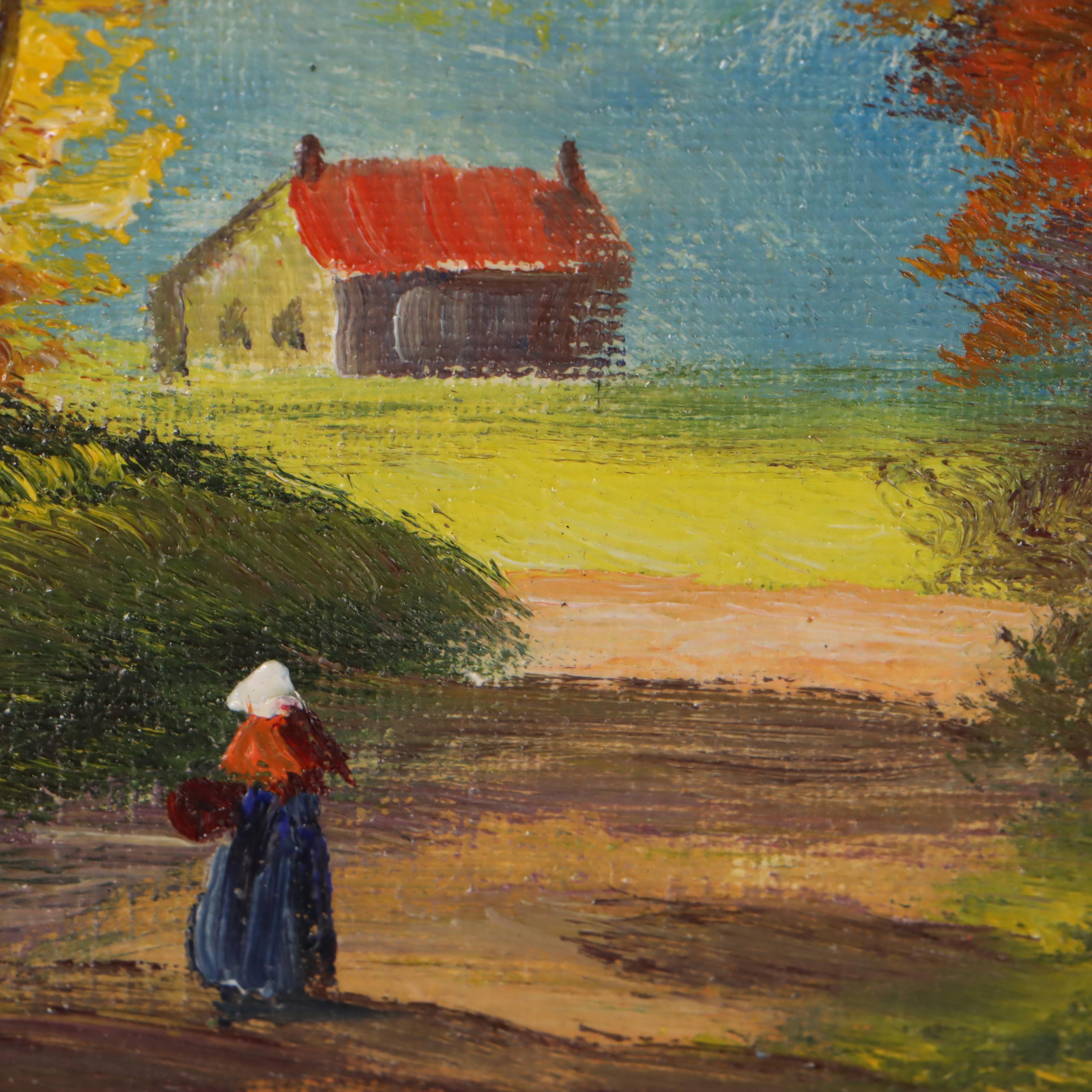 Carl Roth Oil Painting of Figure in Landscape