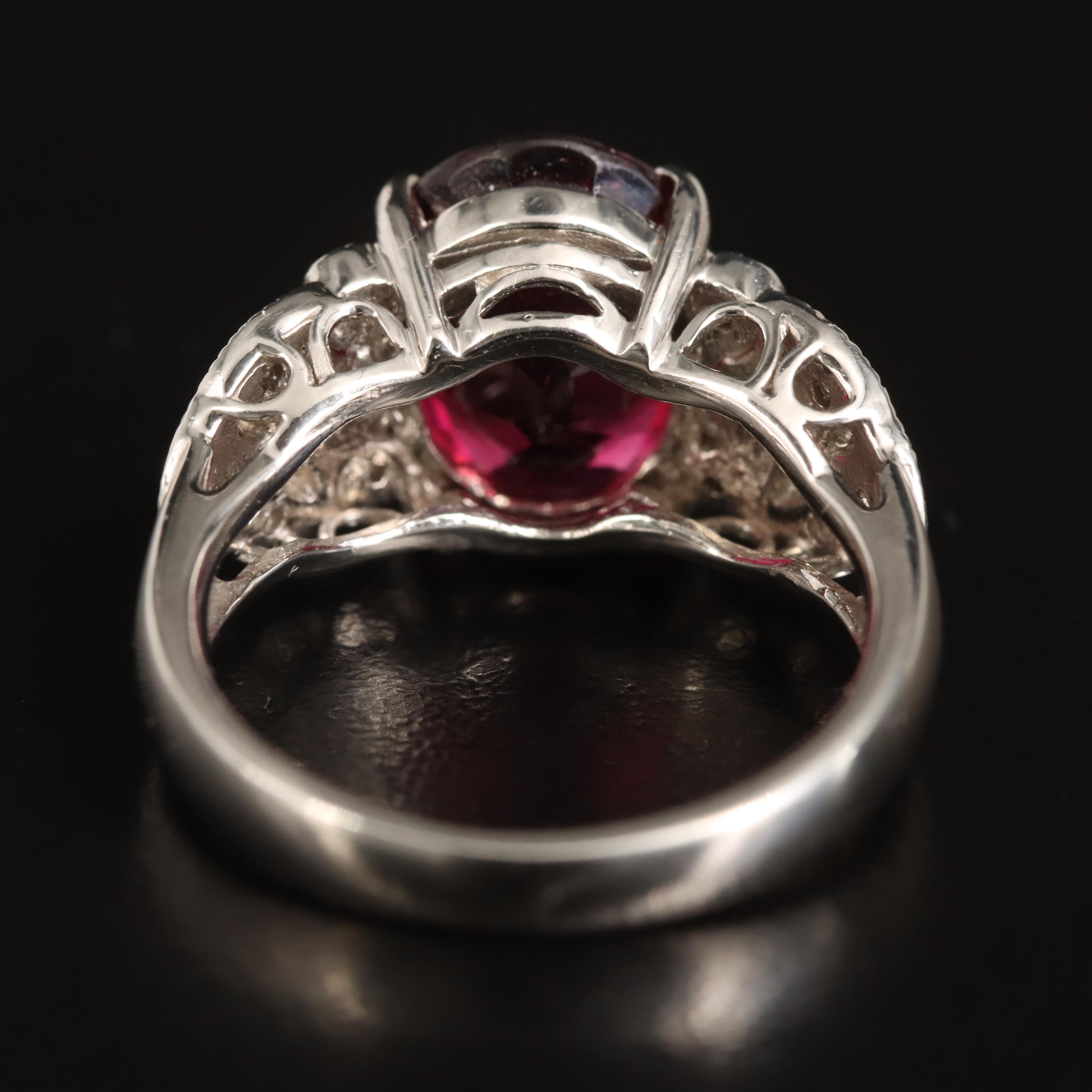 Platinum 3.79 CT Rubellite and Diamond Ring