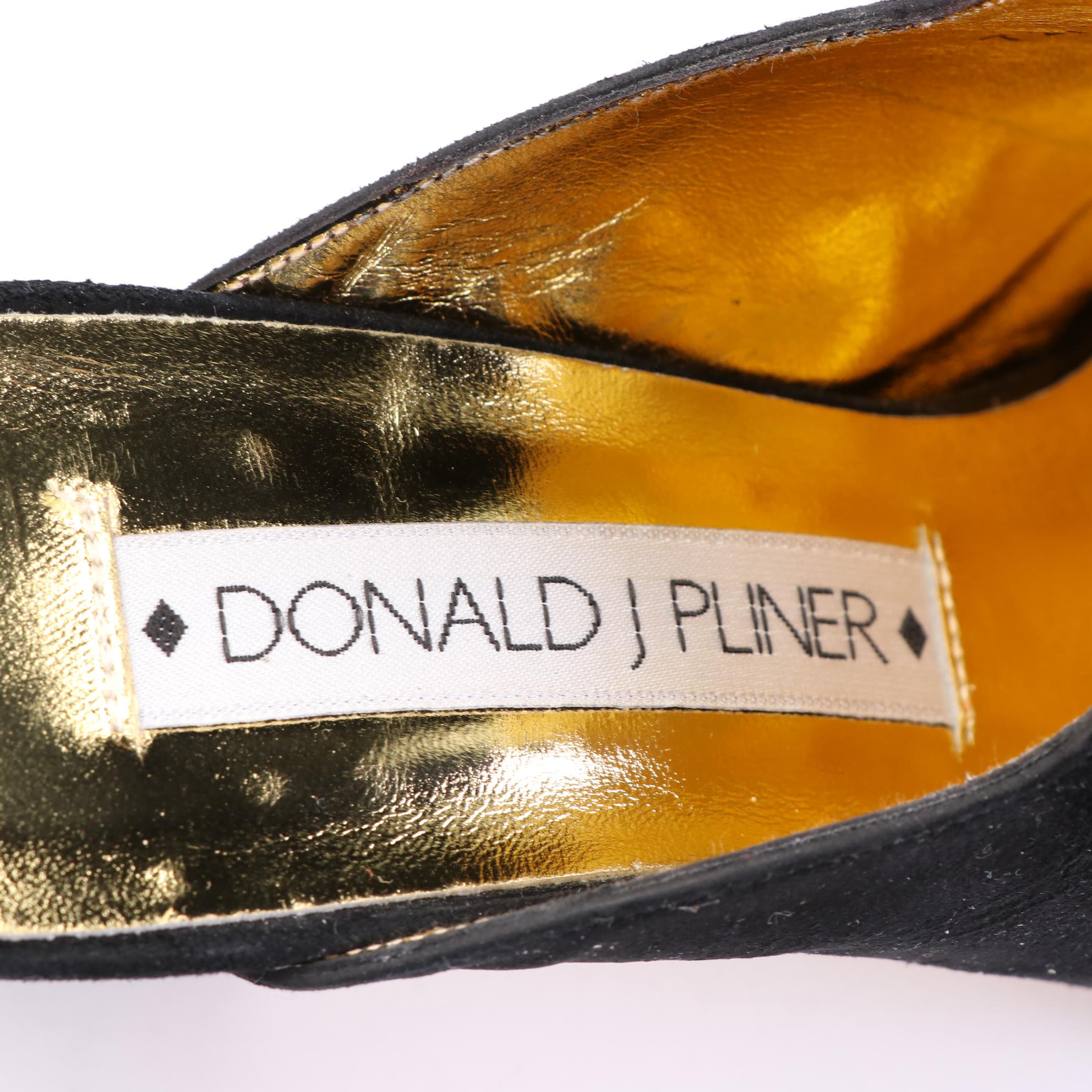 Donald J Pliner Jackson Mules in Contrast Stitched Black Suede with Box