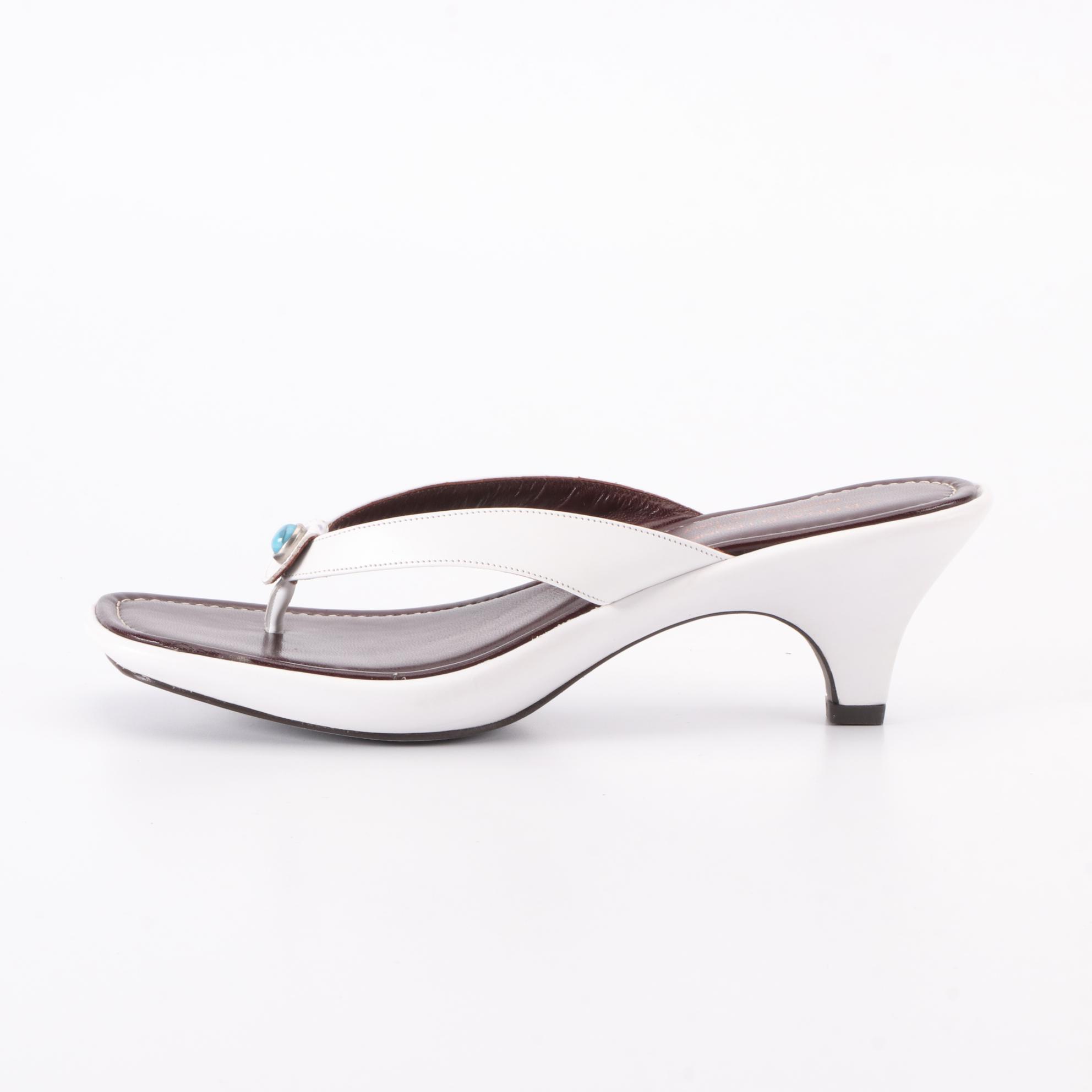Donald J Pliner Sandals in White Smooth and Snake-Effect Leather