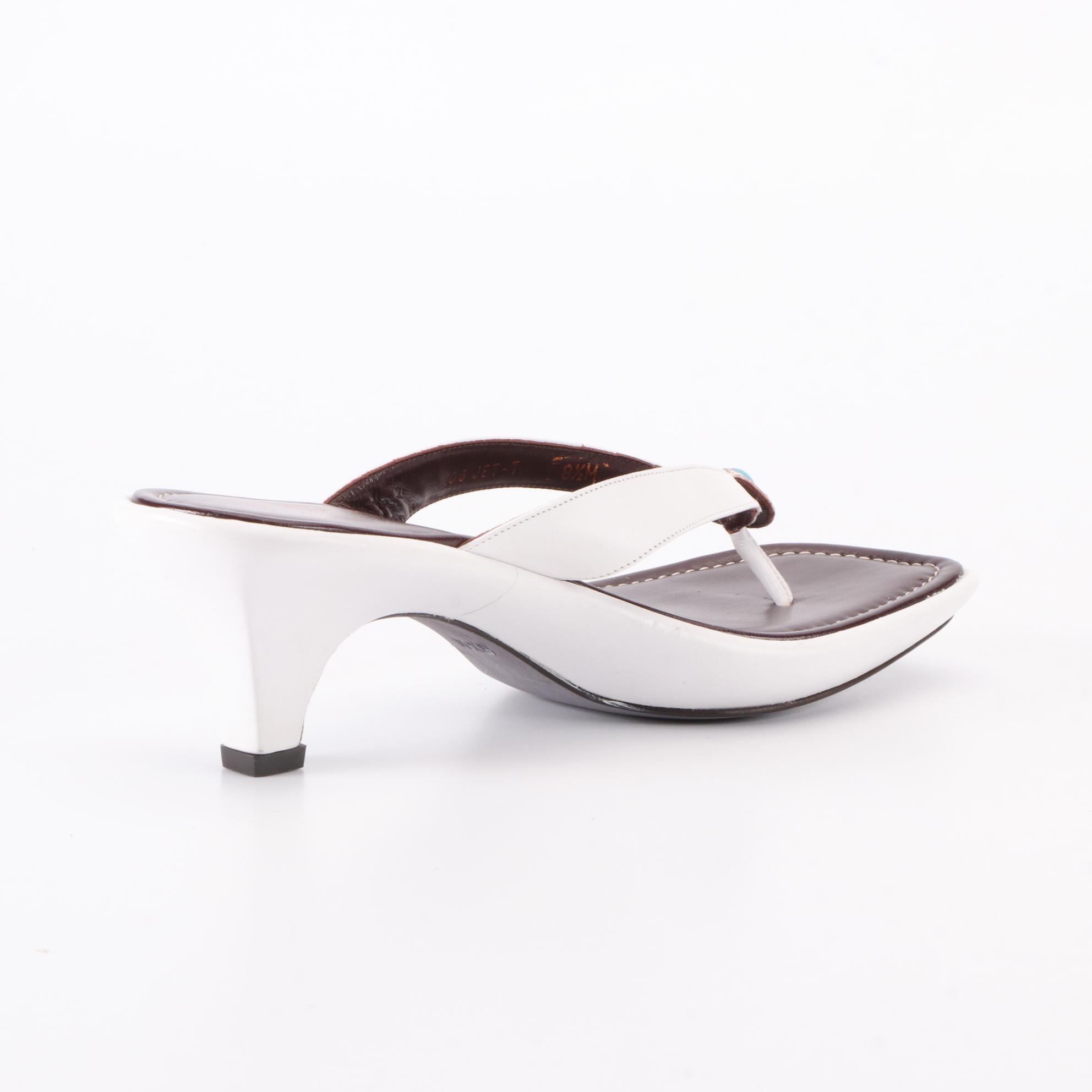 Donald J Pliner Sandals in White Smooth and Snake-Effect Leather