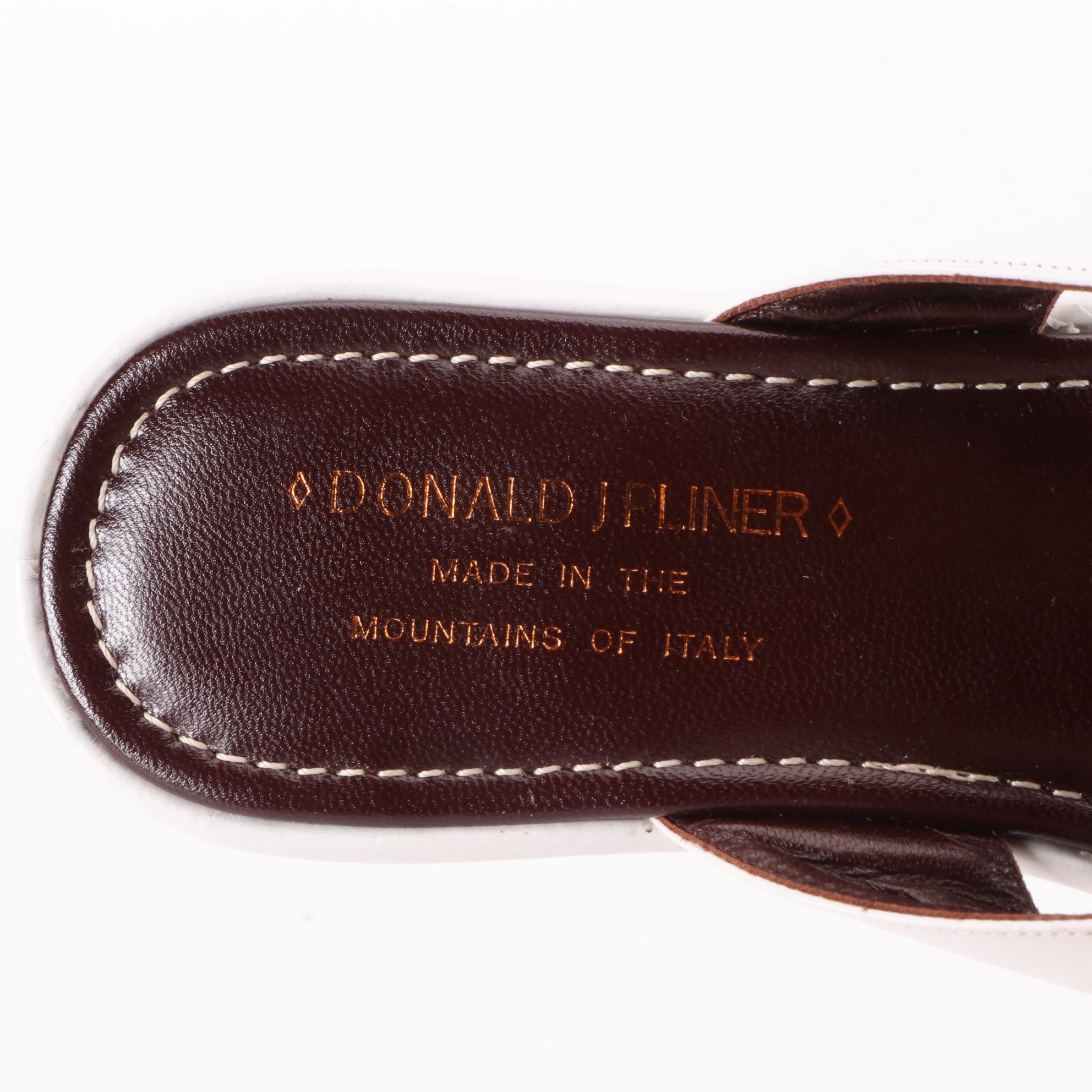 Donald J Pliner Sandals in White Smooth and Snake-Effect Leather