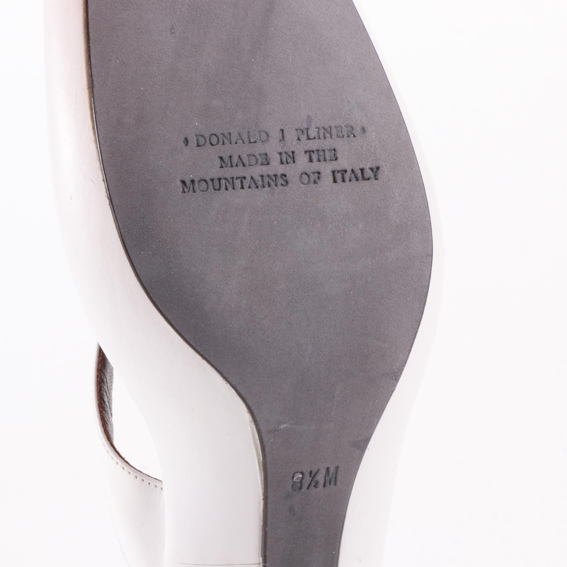 Donald J Pliner Sandals in White Smooth and Snake-Effect Leather