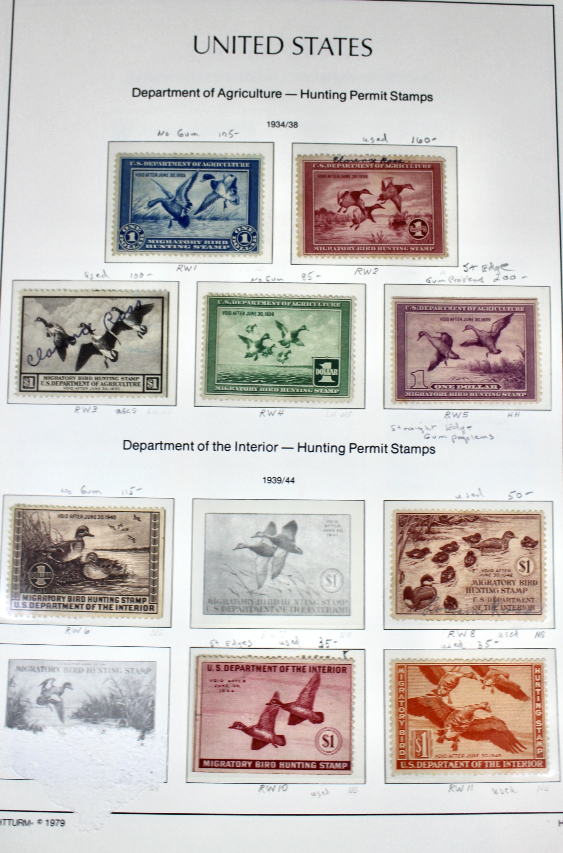 U.S. Duck Stamp Collection Including RW#s 1-6