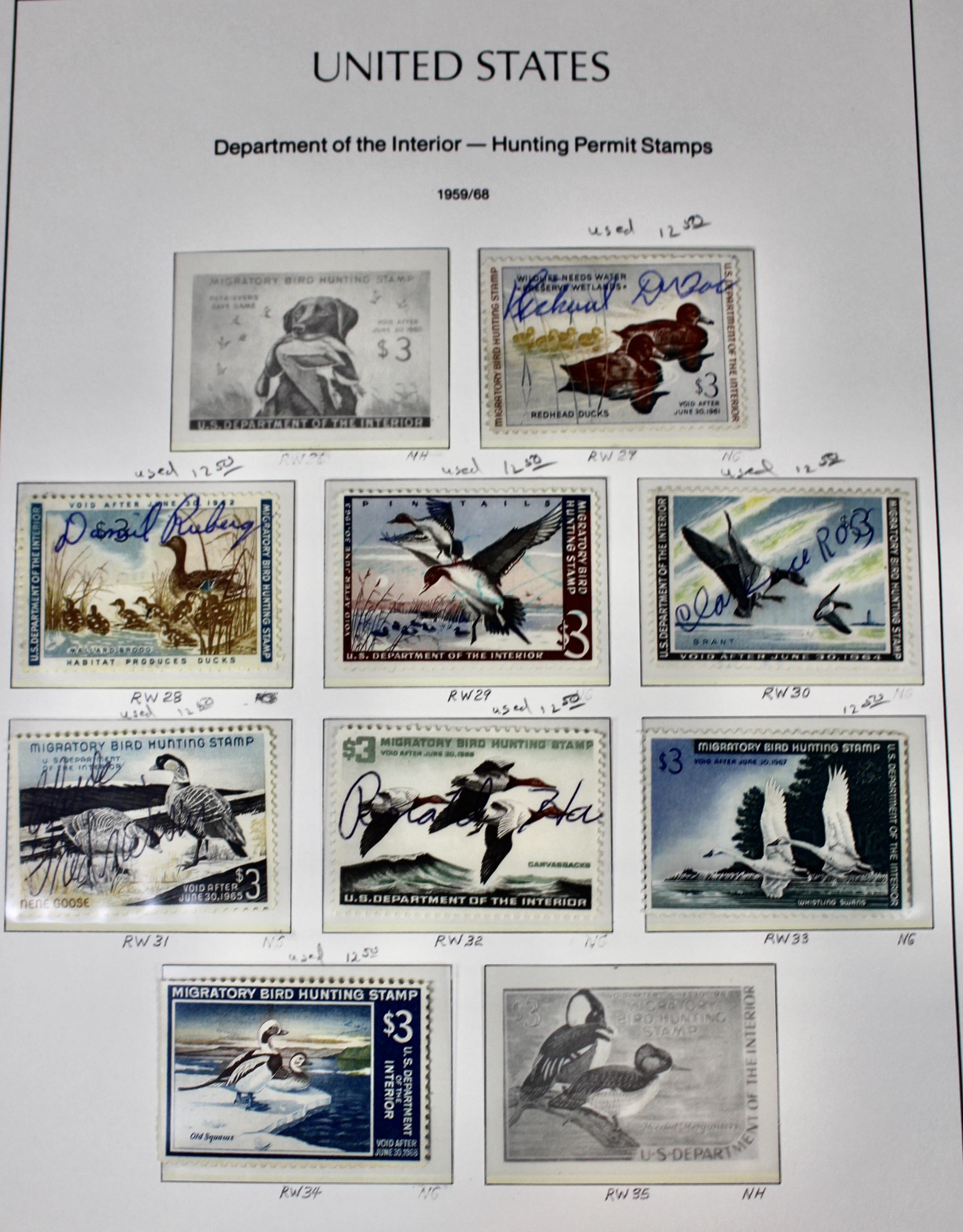 U.S. Duck Stamp Collection Including RW#s 1-6