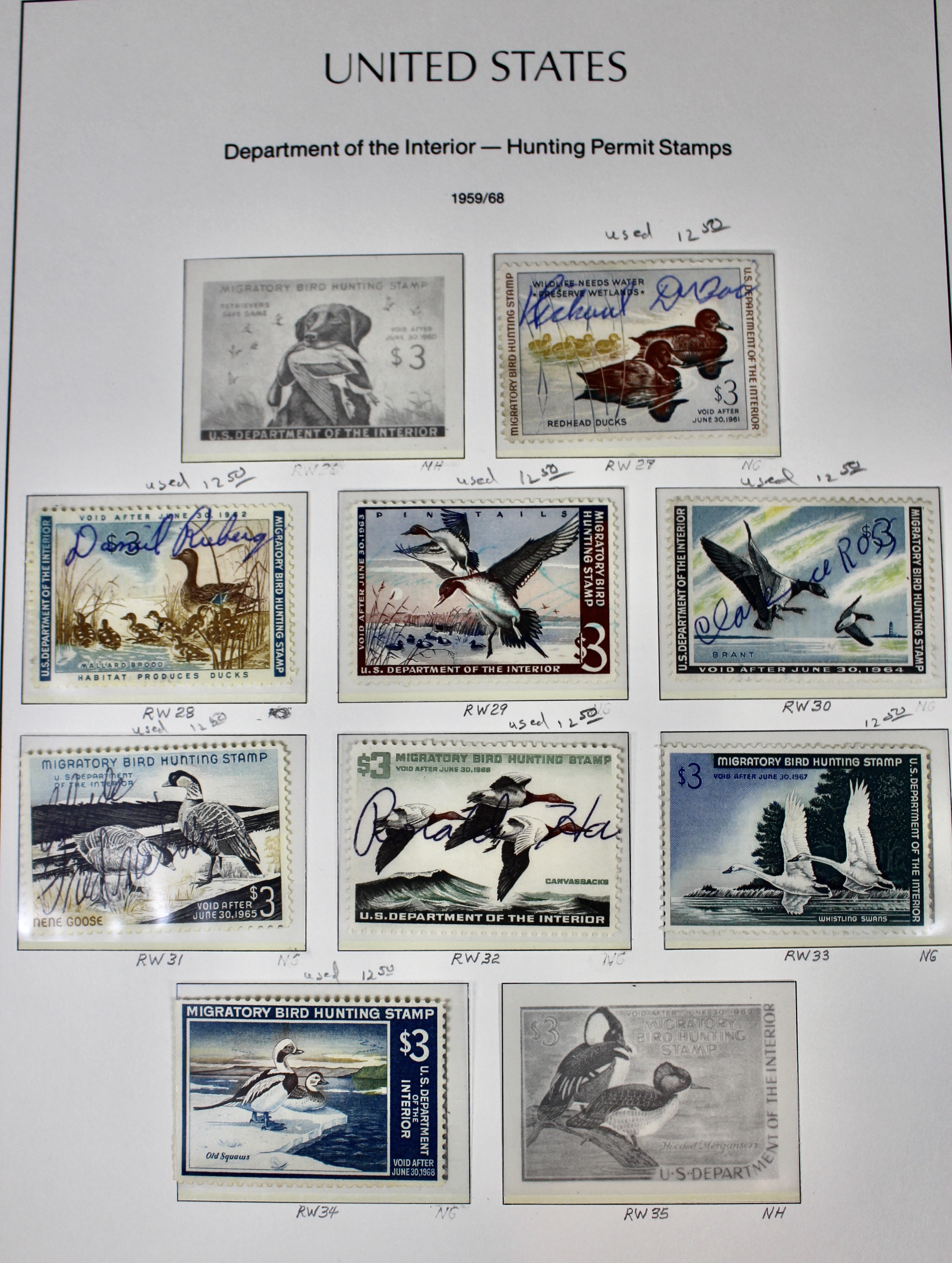 U.S. Duck Stamp Collection Including RW#s 1-6