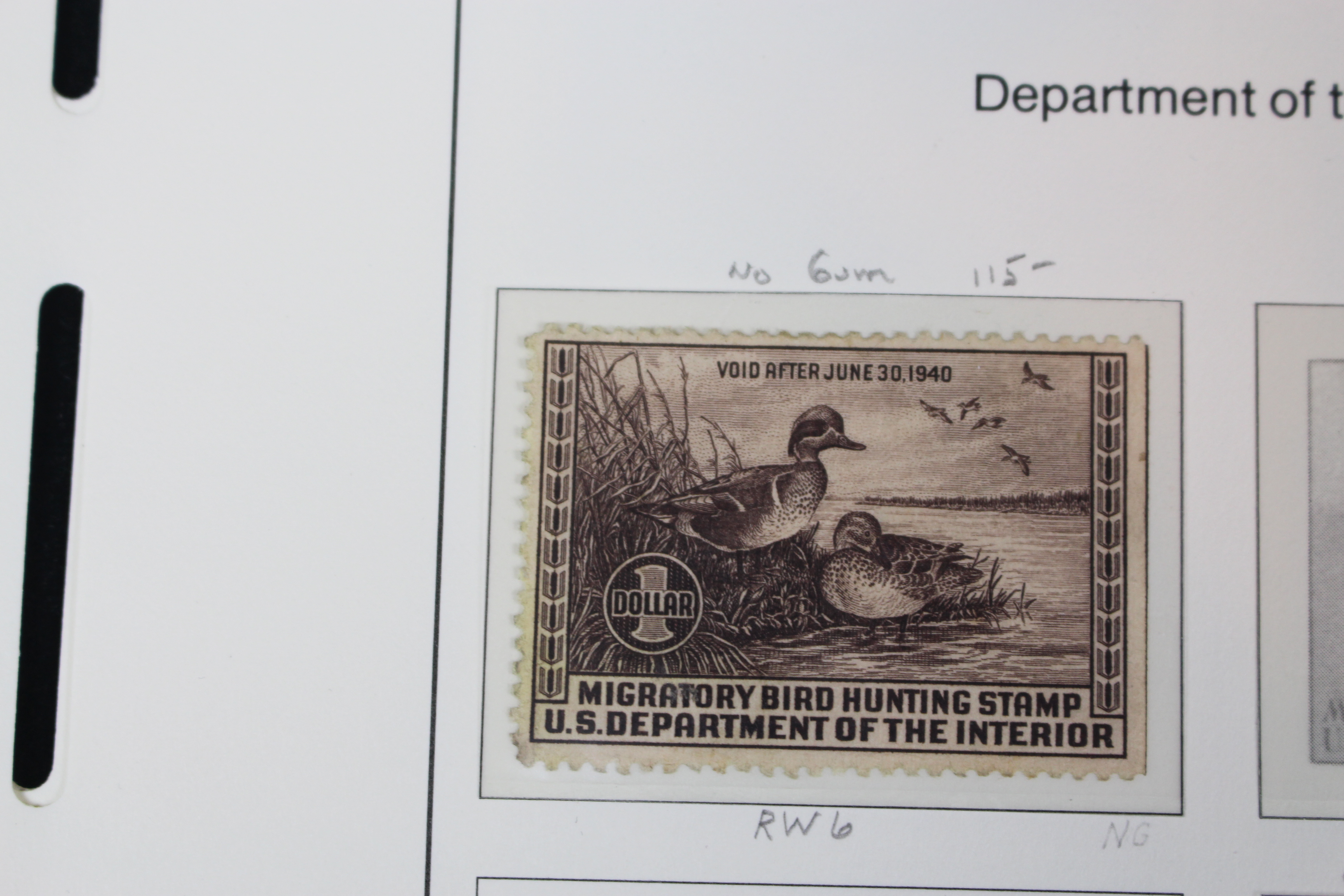 U.S. Duck Stamp Collection Including RW#s 1-6