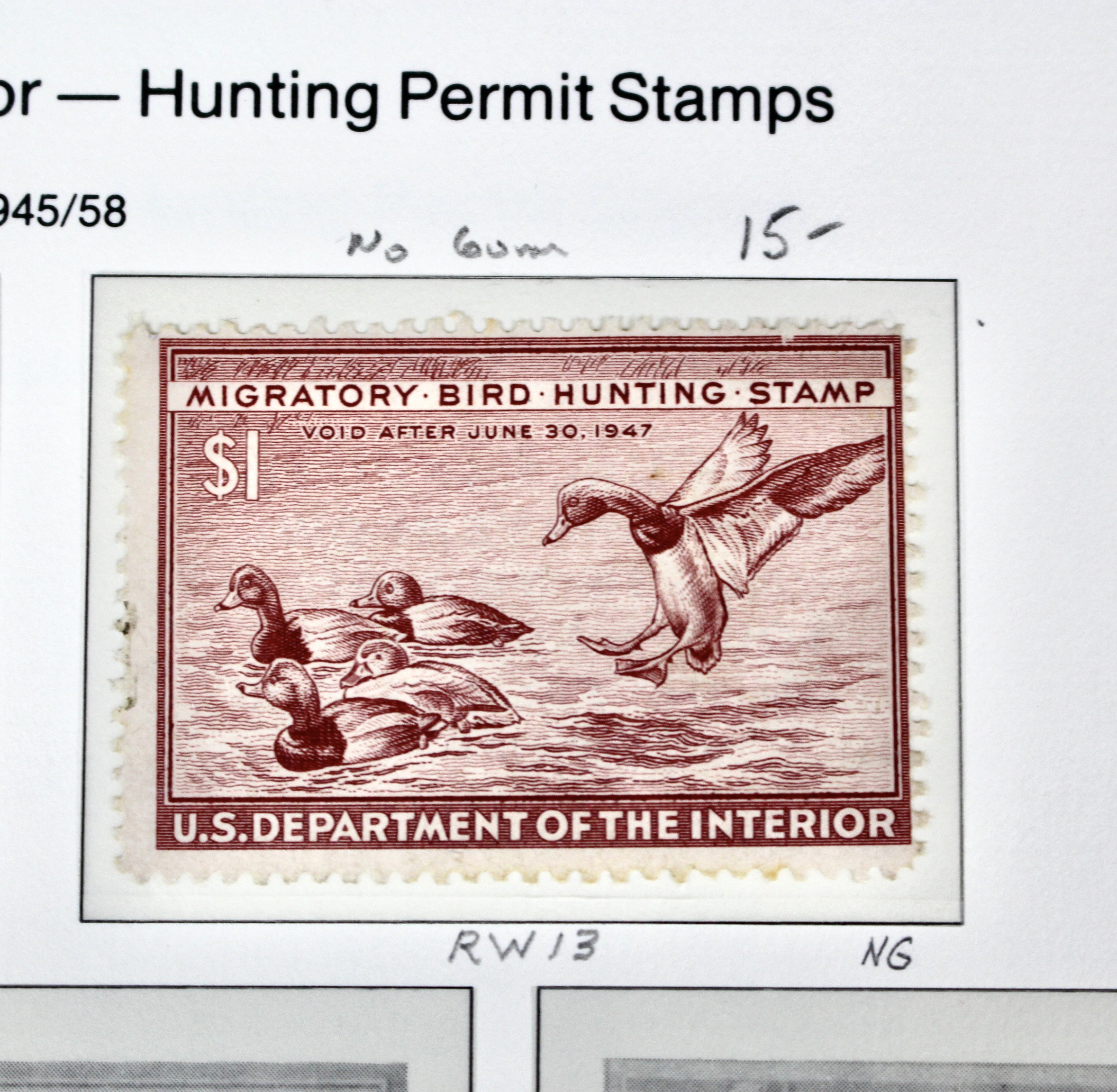 U.S. Duck Stamp Collection Including RW#s 1-6