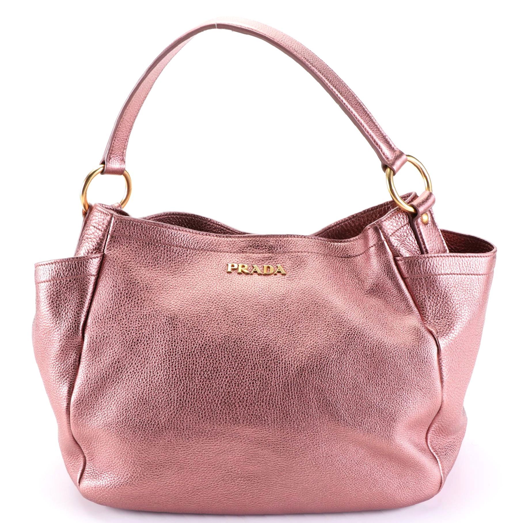 Prada Medium Shoulder Bag in Metallic Deerskin Leather