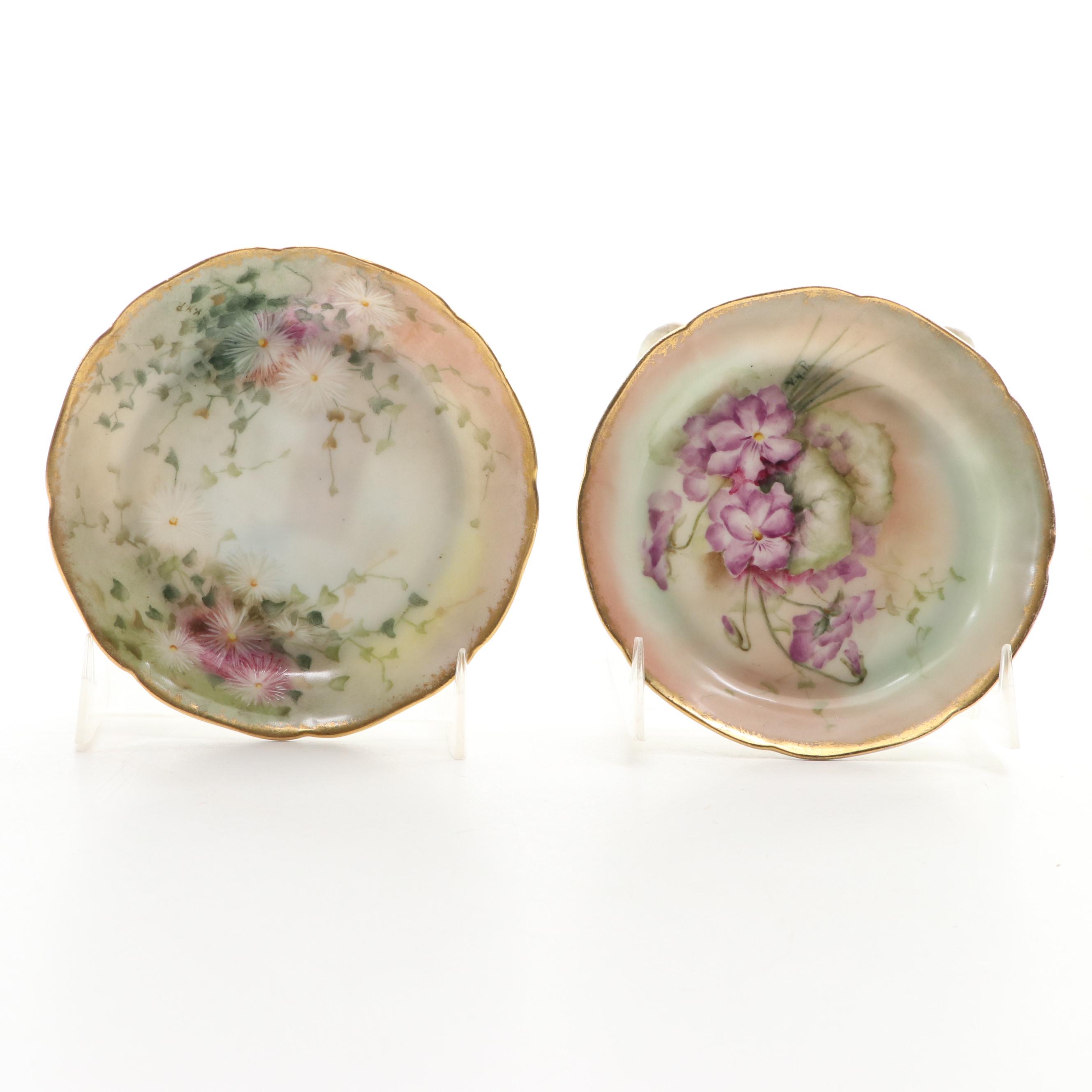 Haviland & Co. Hand-Painted Floral Motif Porcelain Demitasse Cups, circa 1900