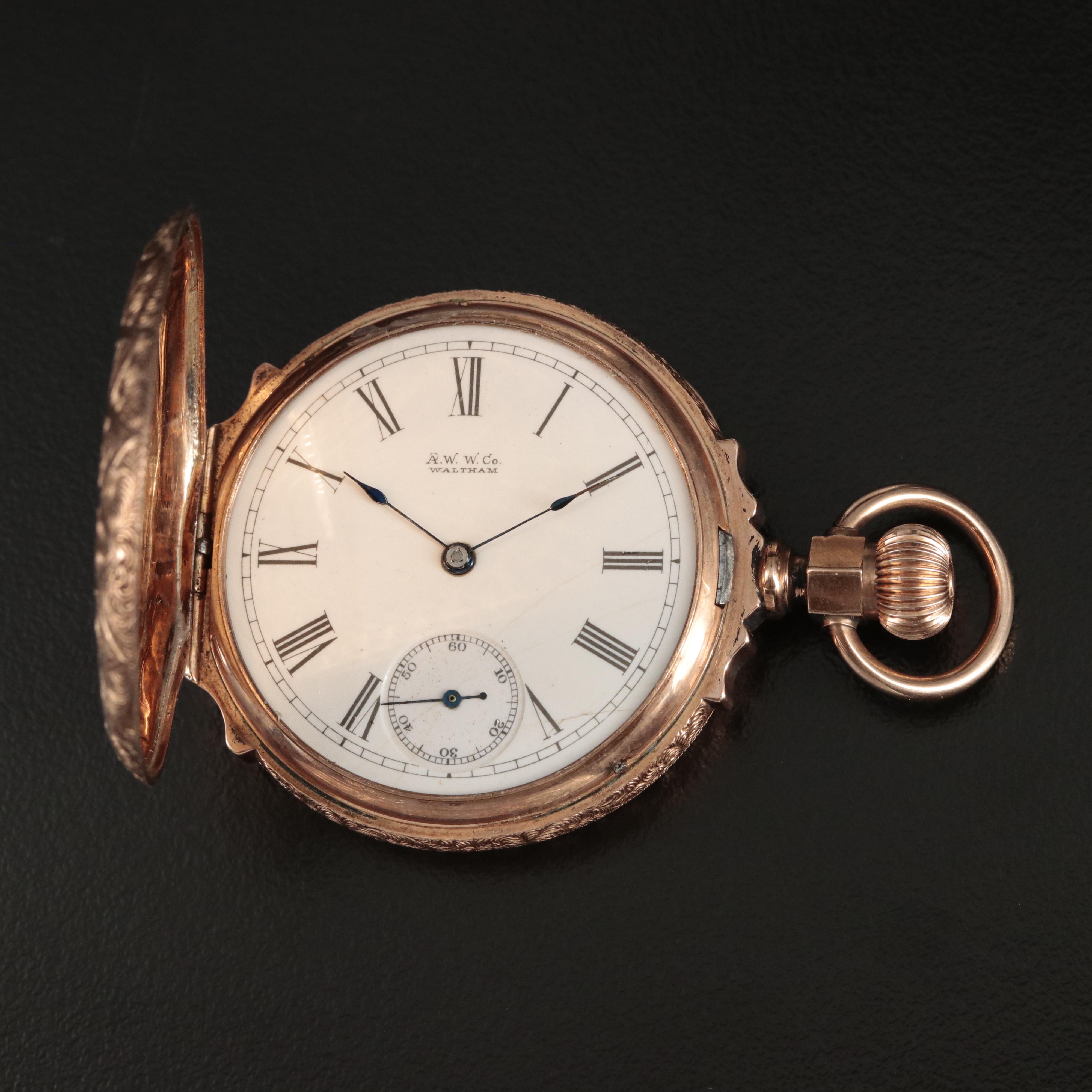 1891 A.W.W. Co. Waltham Box Hinge Hunting Case Pocket Watch