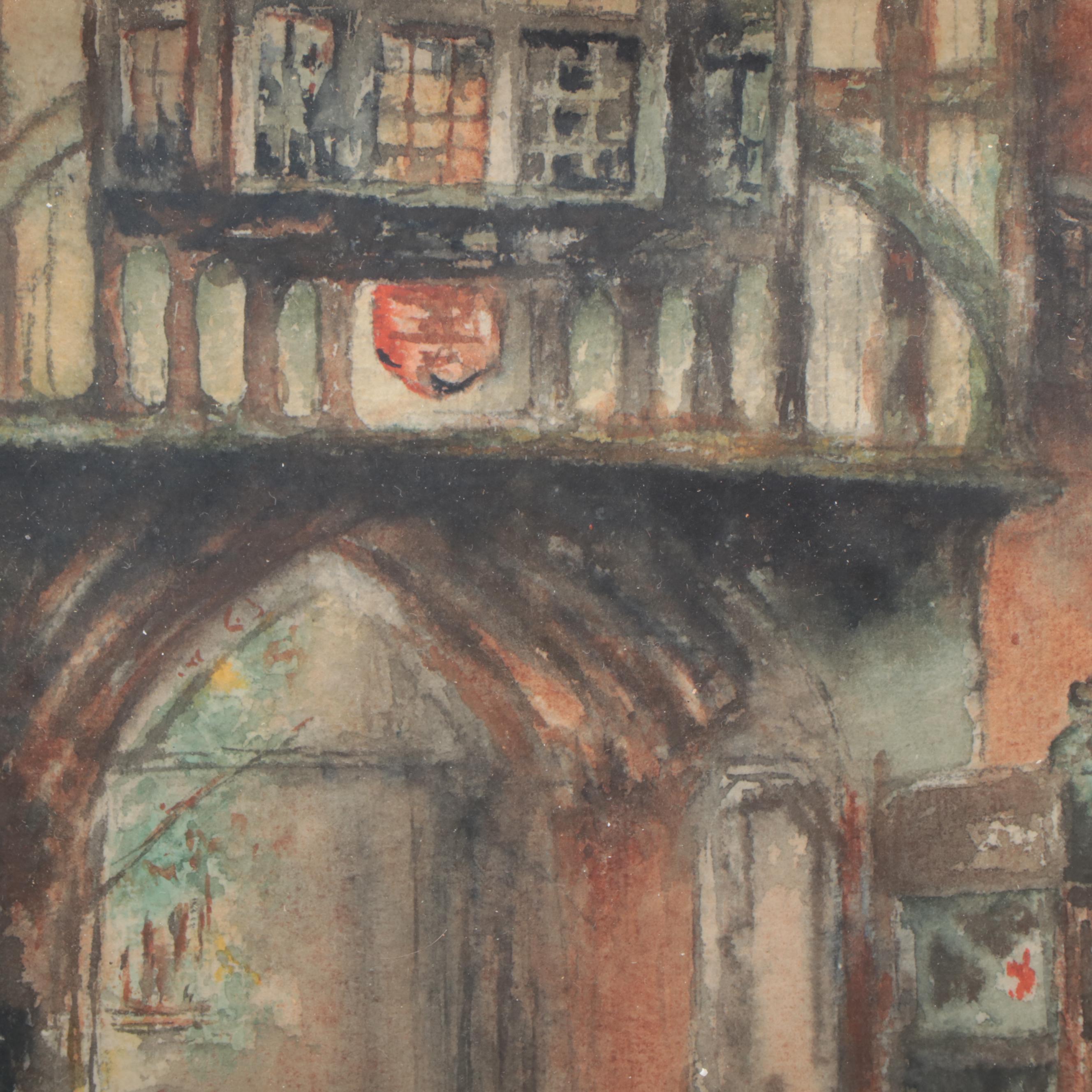 Watercolor Painting of Alcove, Late 20th Century