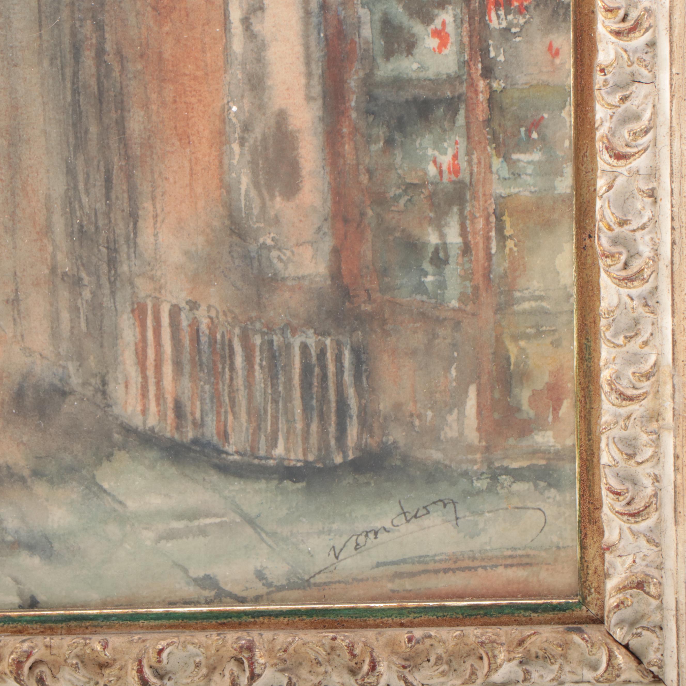 Watercolor Painting of Alcove, Late 20th Century